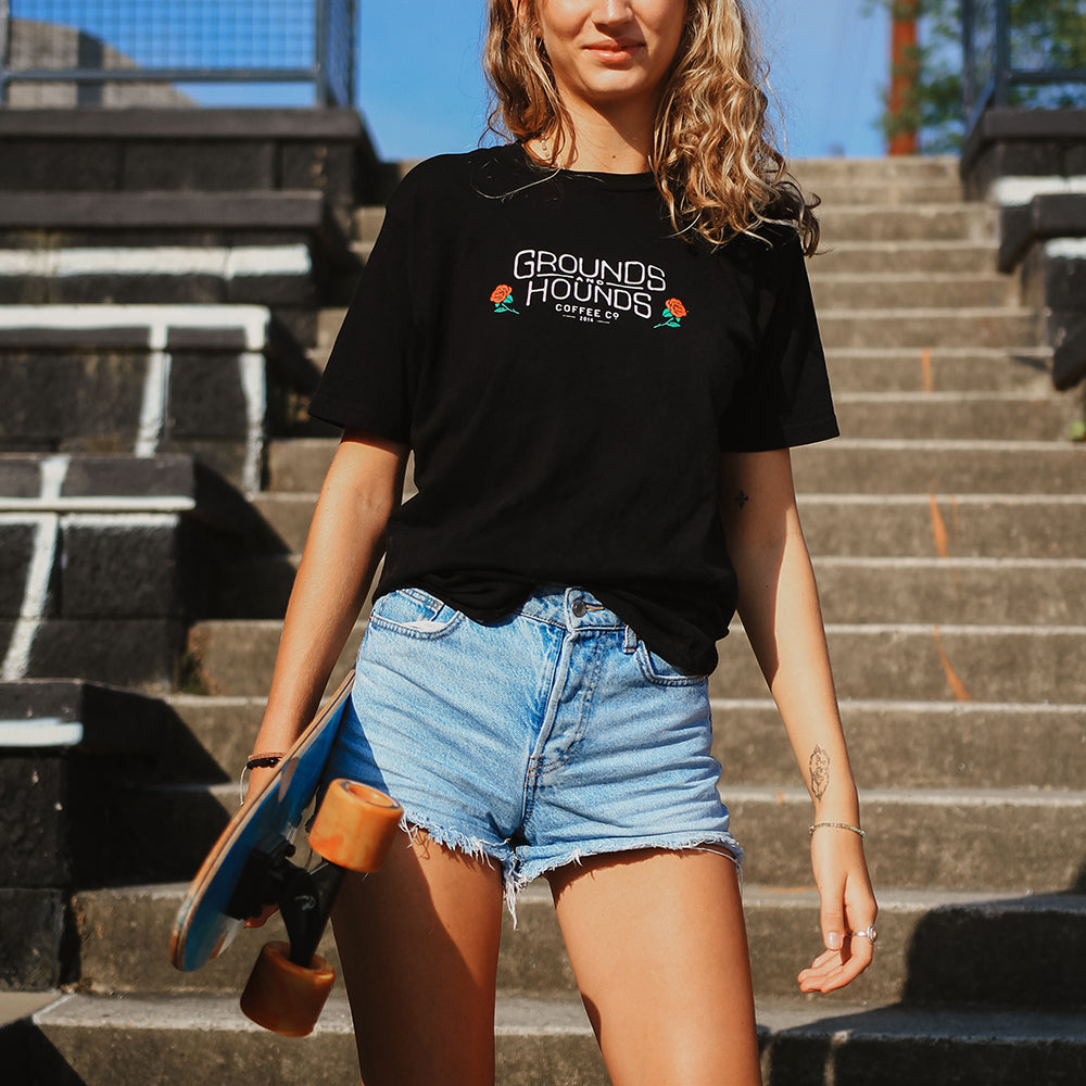 Skater Pup Graphic Tee in Charcoal Gray | Unisex Style