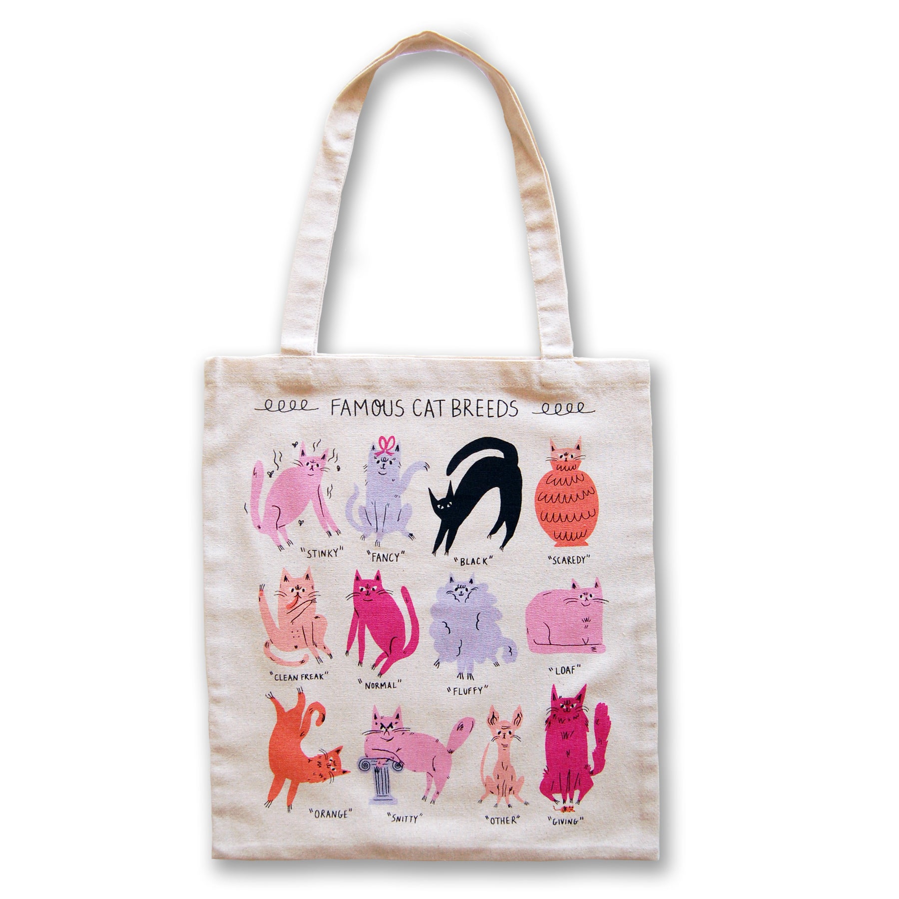 Cute Cat Breeds Cotton Tote Bag - Snitty Kitty Design