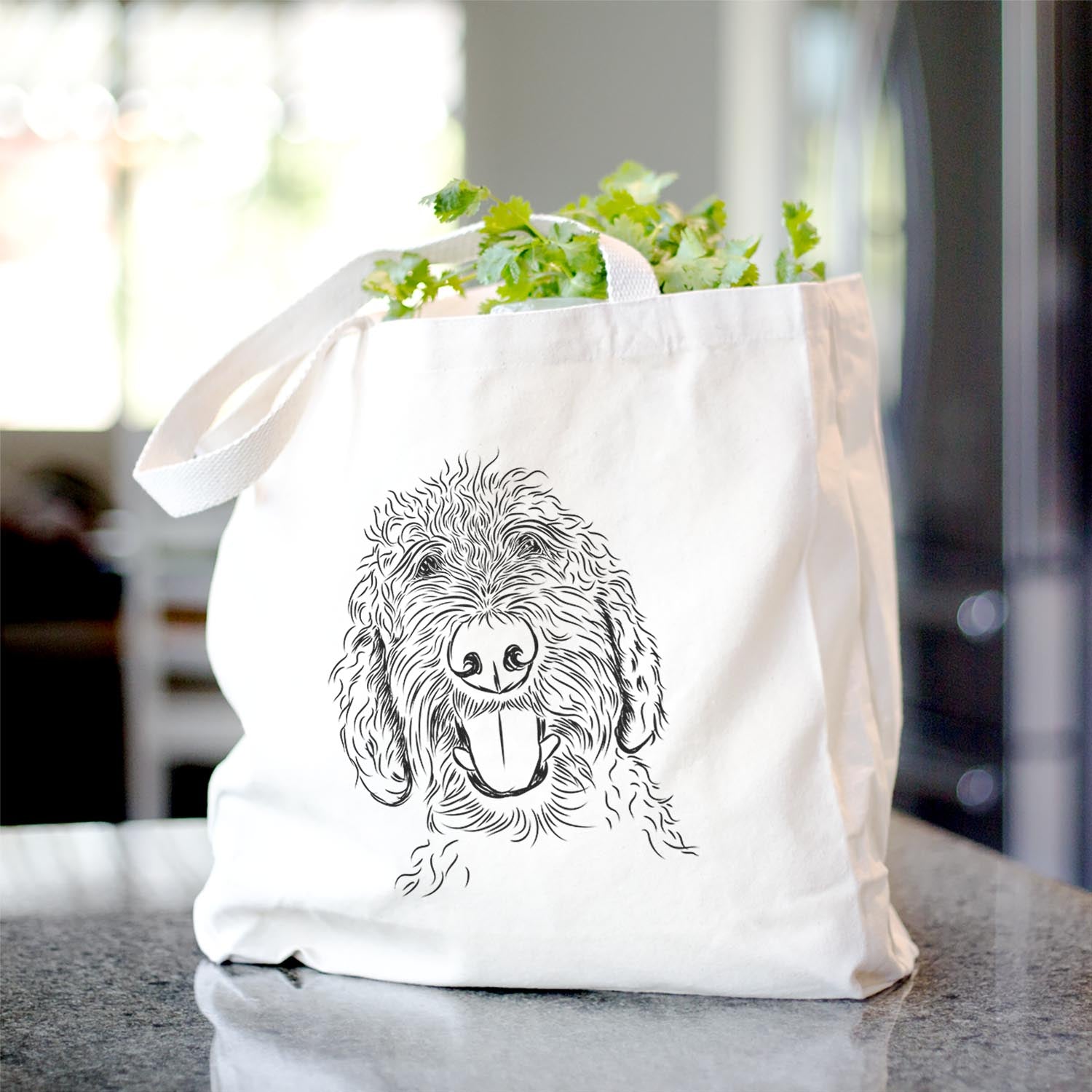 Doodle Print Cotton Canvas Tote Bag