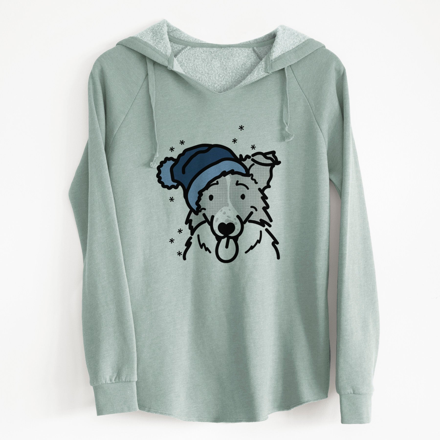 Cali Wave Hooded Sweatshirt in Frosty Collie Design - Soft & Comfortable