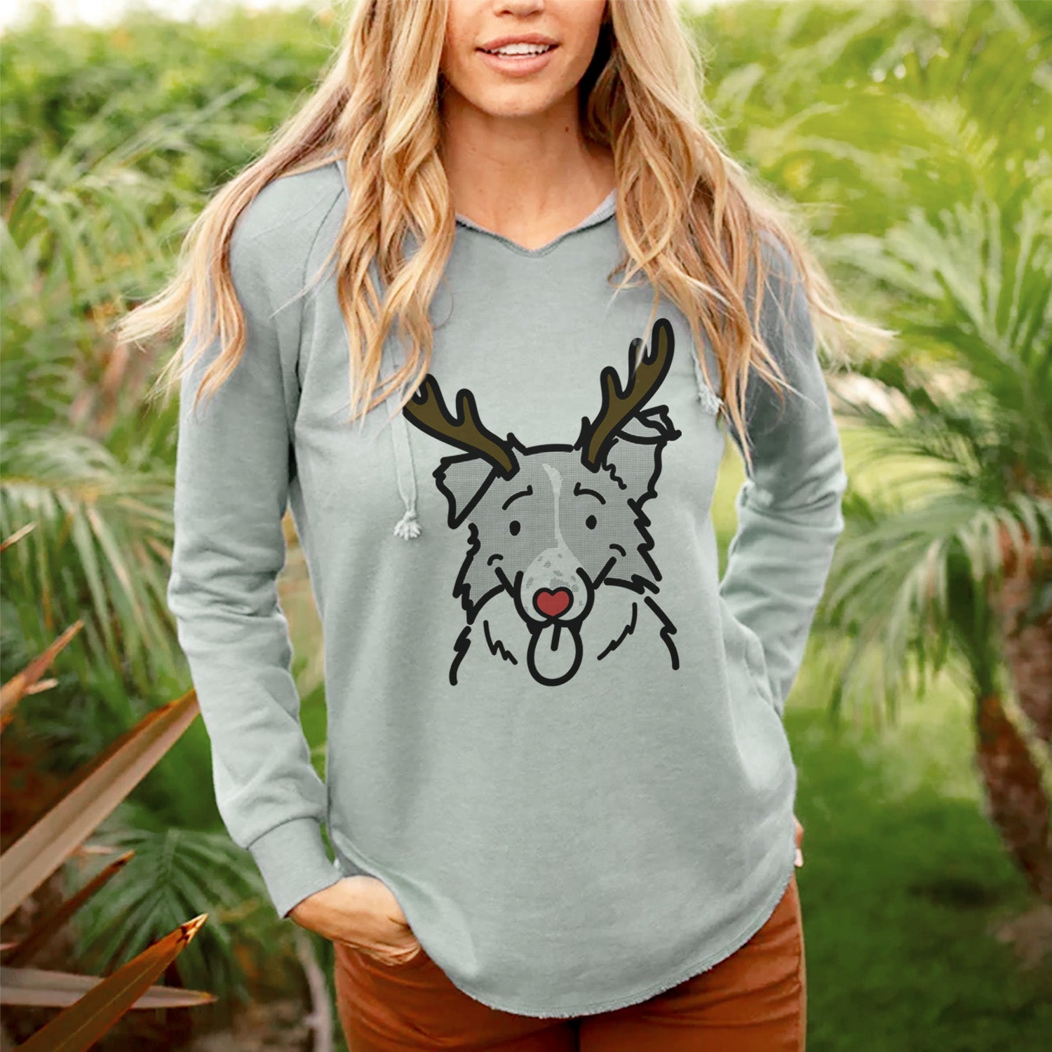 Wave Wash Red Nose Border Collie Cali Hooded Sweatshirt