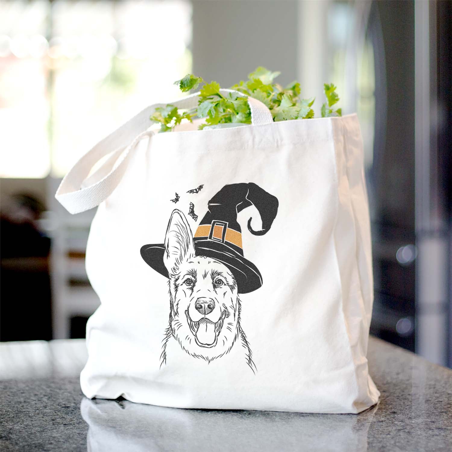 German Shepherd Print Cotton Canvas Tote Bag