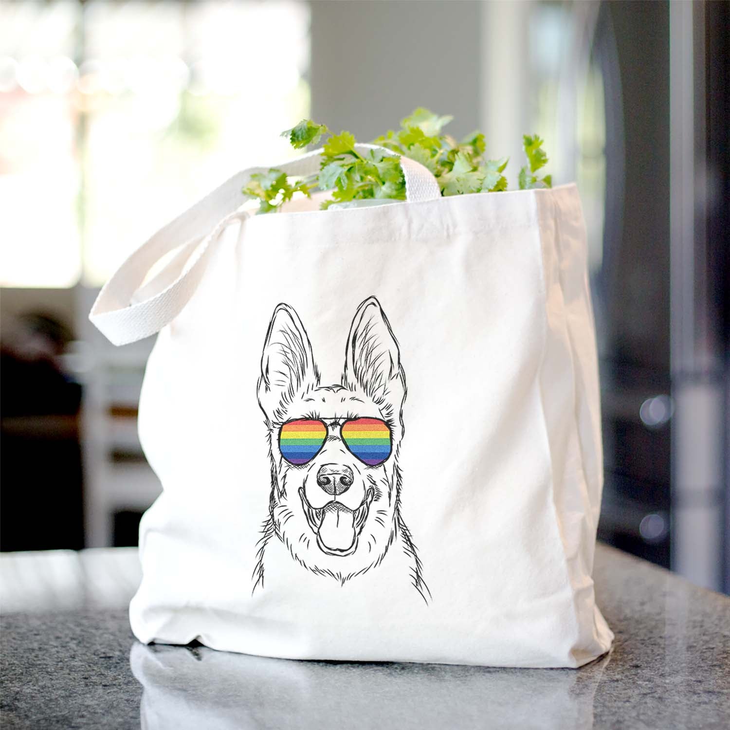 German Shepherd Print Cotton Canvas Tote Bag