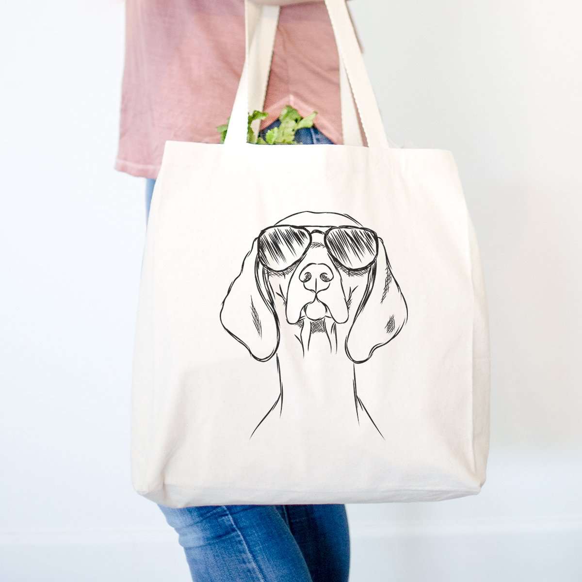 Canvas Vizsla Print Tote Bag - Beige