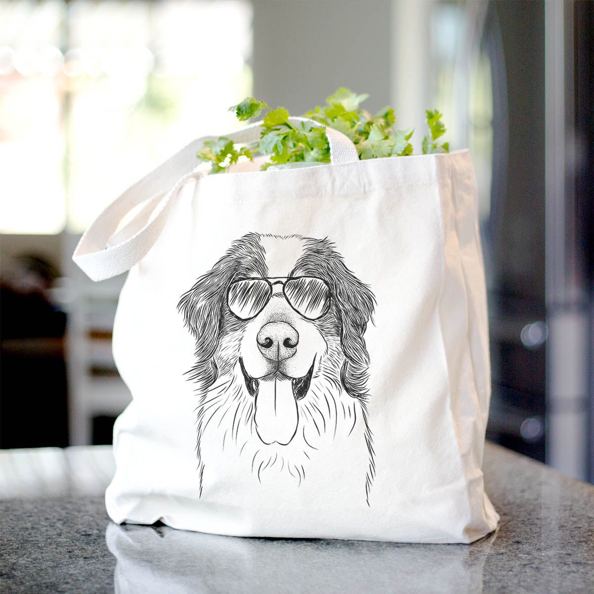 Bernese Mountain Dog Print Cotton Tote Bag