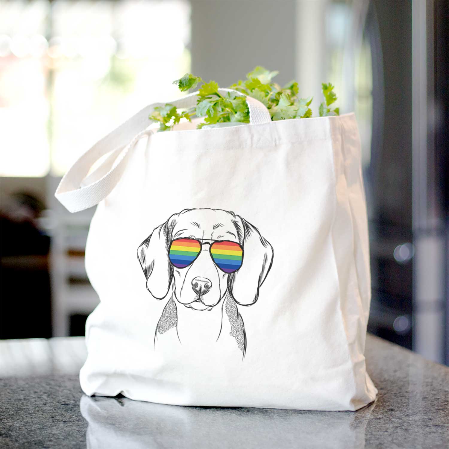 Cotton Canvas Tote Bag with 26" Handles - Beagle Design