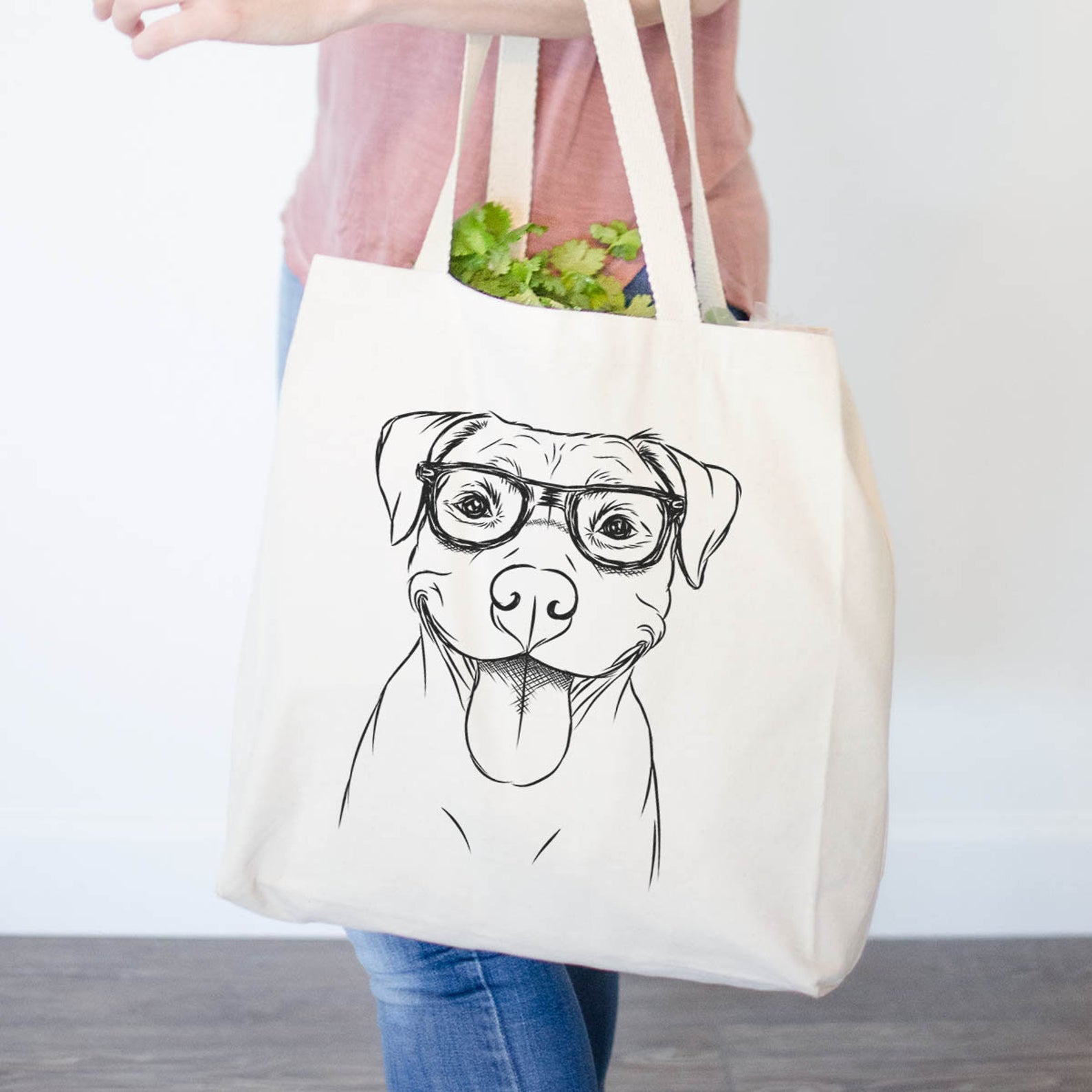 Pitbull Print Cotton Canvas Tote Bag