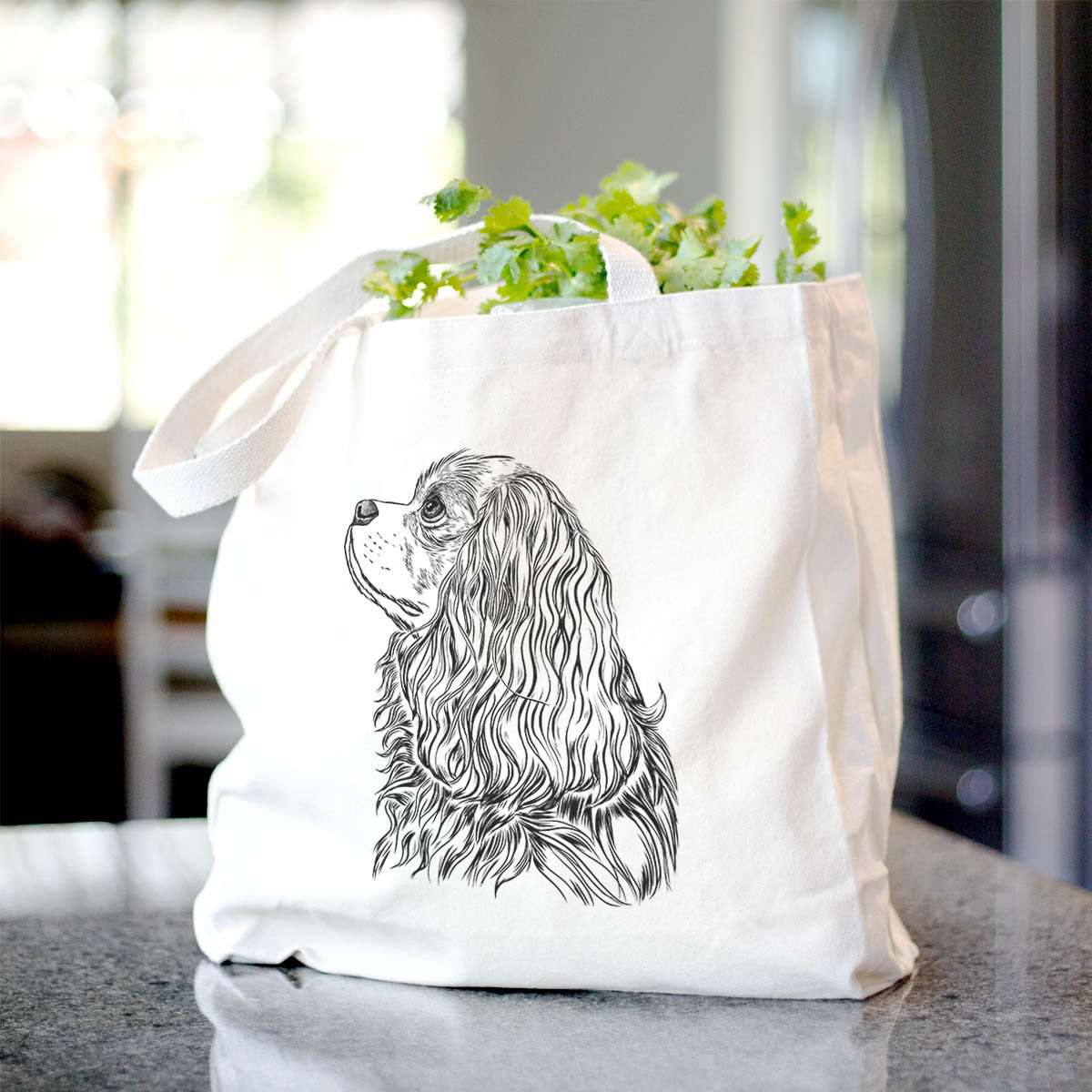 Cavalier King Charles Spaniel Profile Tote Bag - Beige