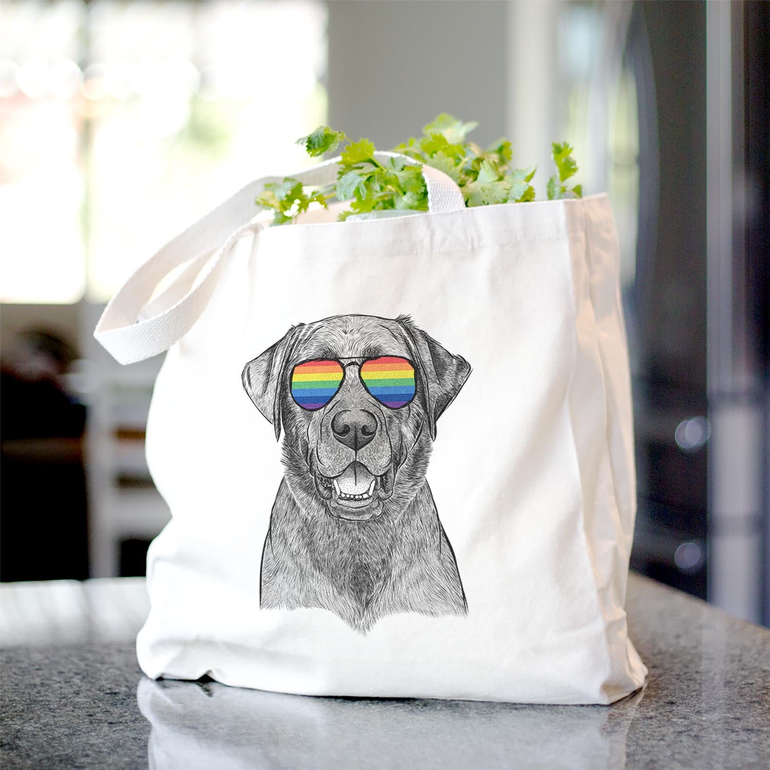 Black Lab Print Canvas Tote Bag - Stylish & Trendy