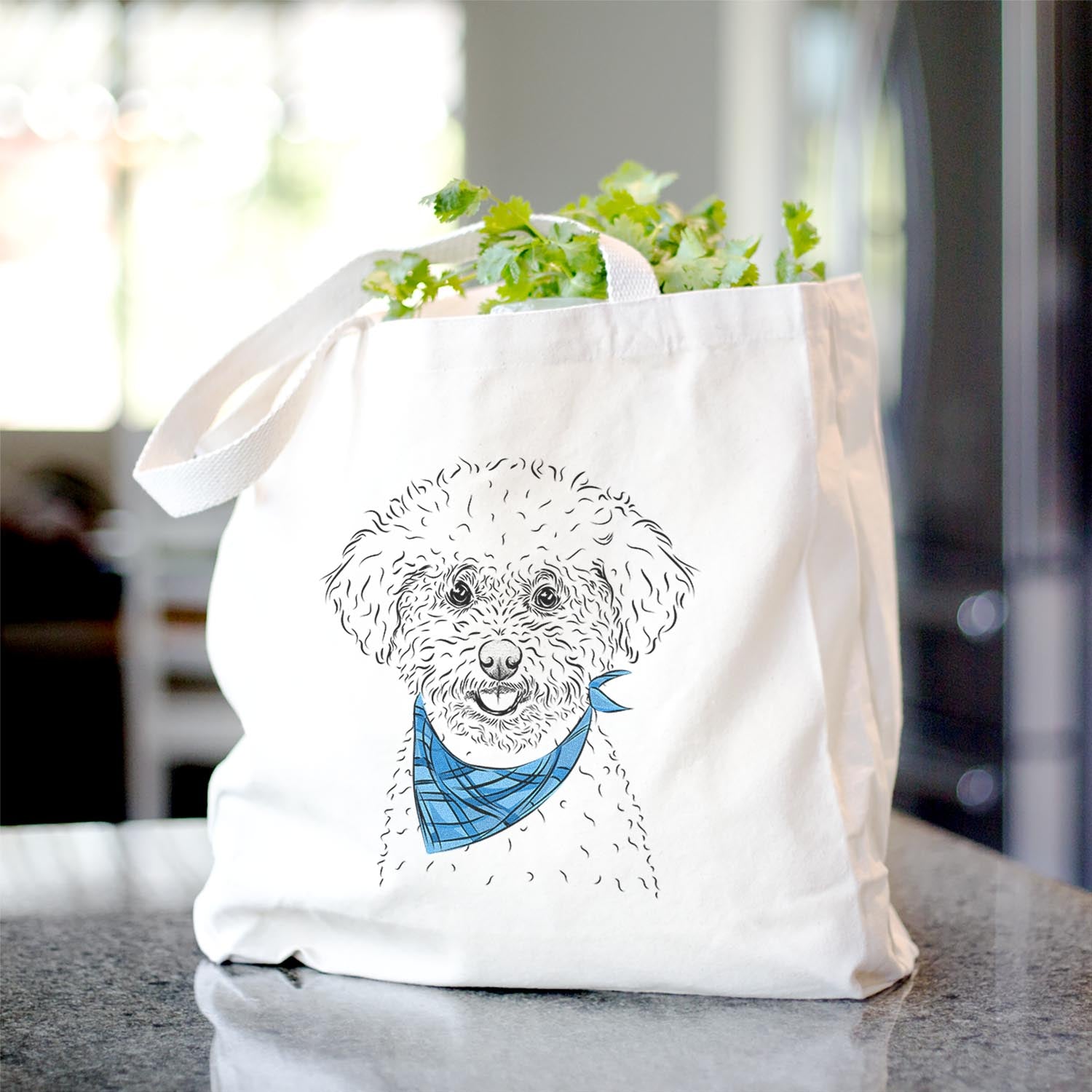 Cotton Canvas Bichon Frise Tote Bag - Stylish & Spacious