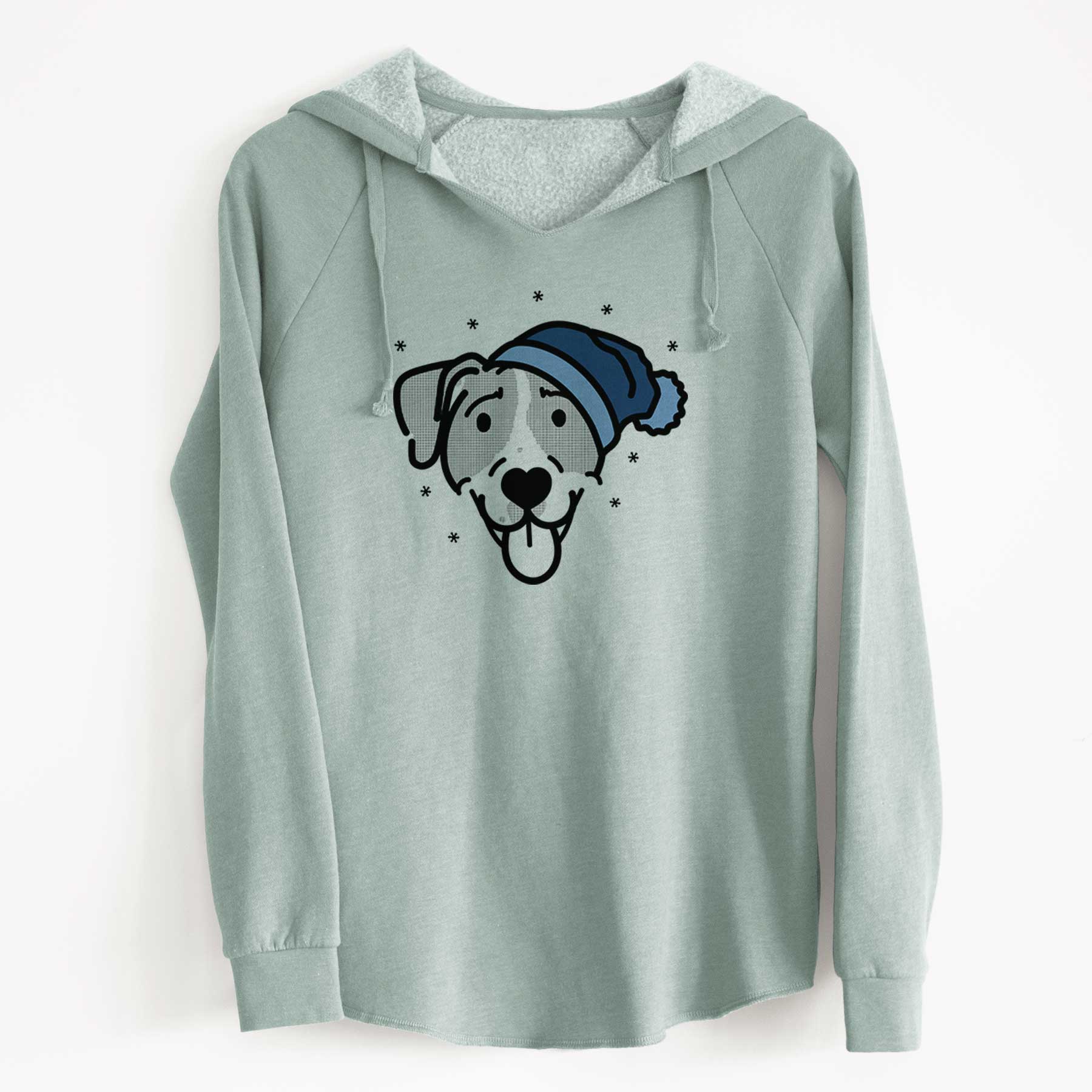 California Wave Wash Hooded Sweatshirt in Frosty Blue, Pink, and Green - Ultra-Soft Womens Pullover