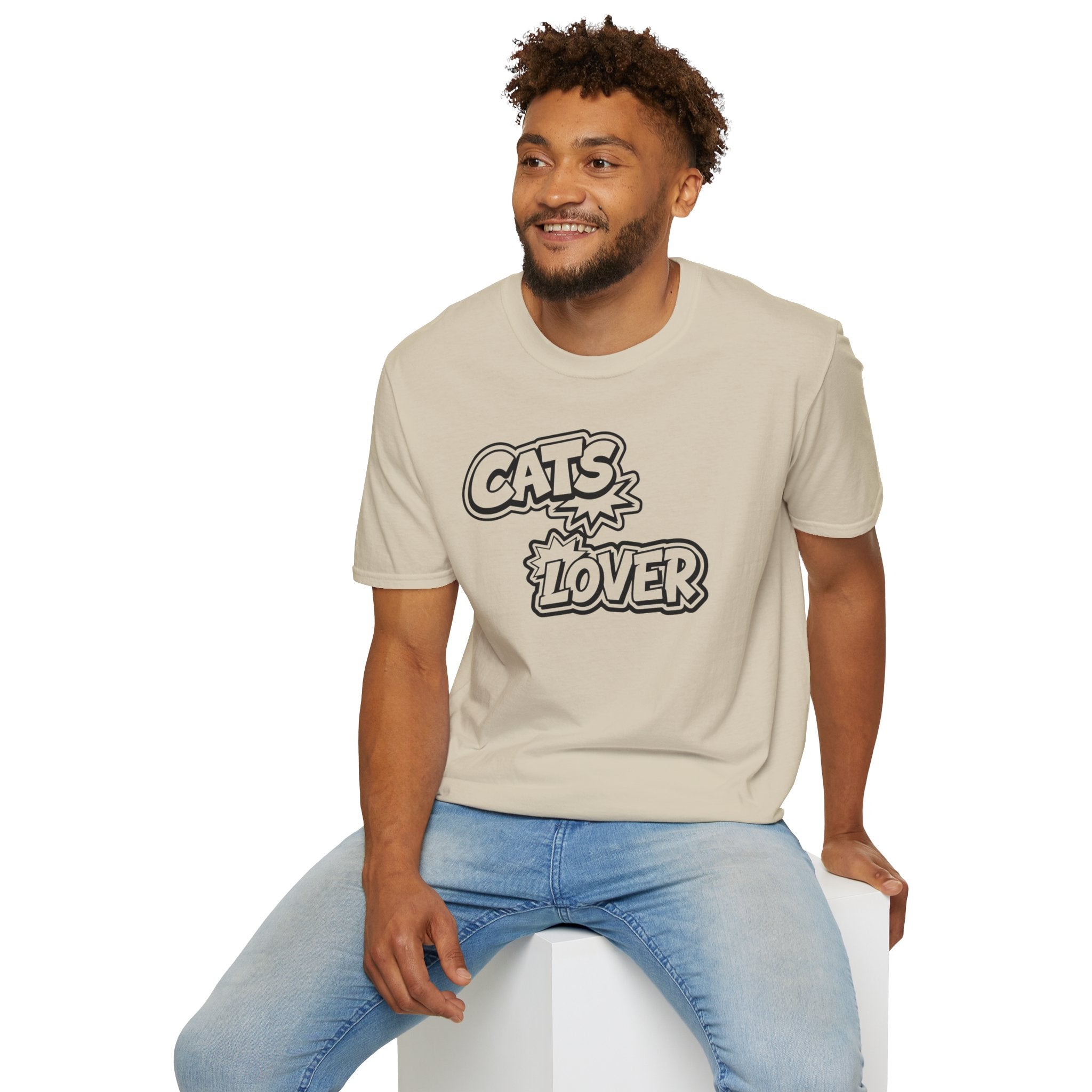 Cats Lover Word Art Unisex Cotton T-Shirt - Hand-Crafted Cat Portrait Tee