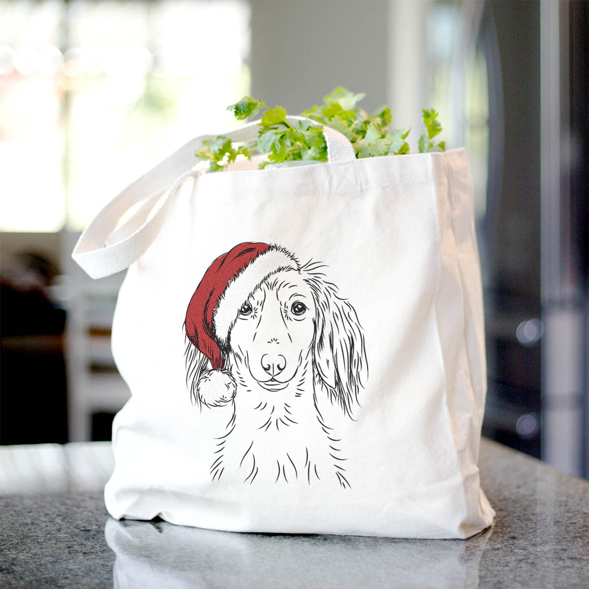 Long Haired Dachshund Print Canvas Tote Bag
