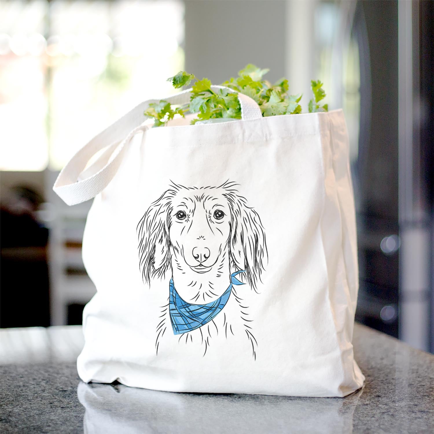 Long Haired Dachshund Print Canvas Tote Bag
