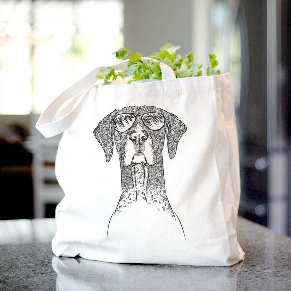 Beige Canvas Tote Bag with The German Shorthaired Pointer Design