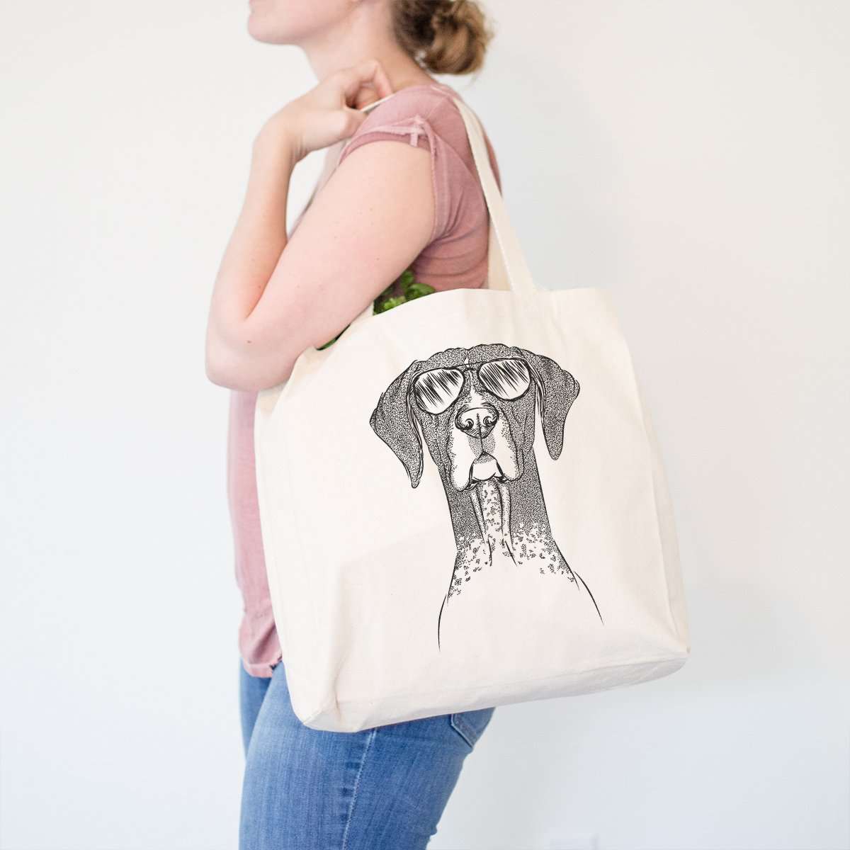 Beige Canvas Tote Bag with The German Shorthaired Pointer Design