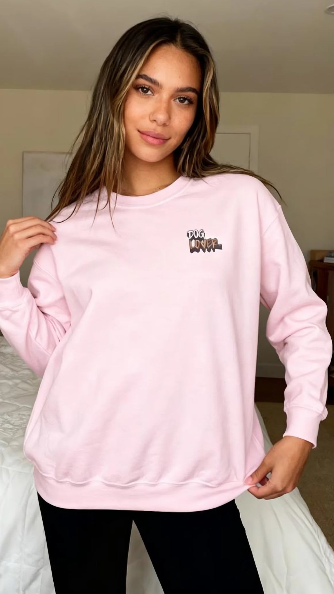 Cozy Dog Lover Crewneck Sweatshirt in White