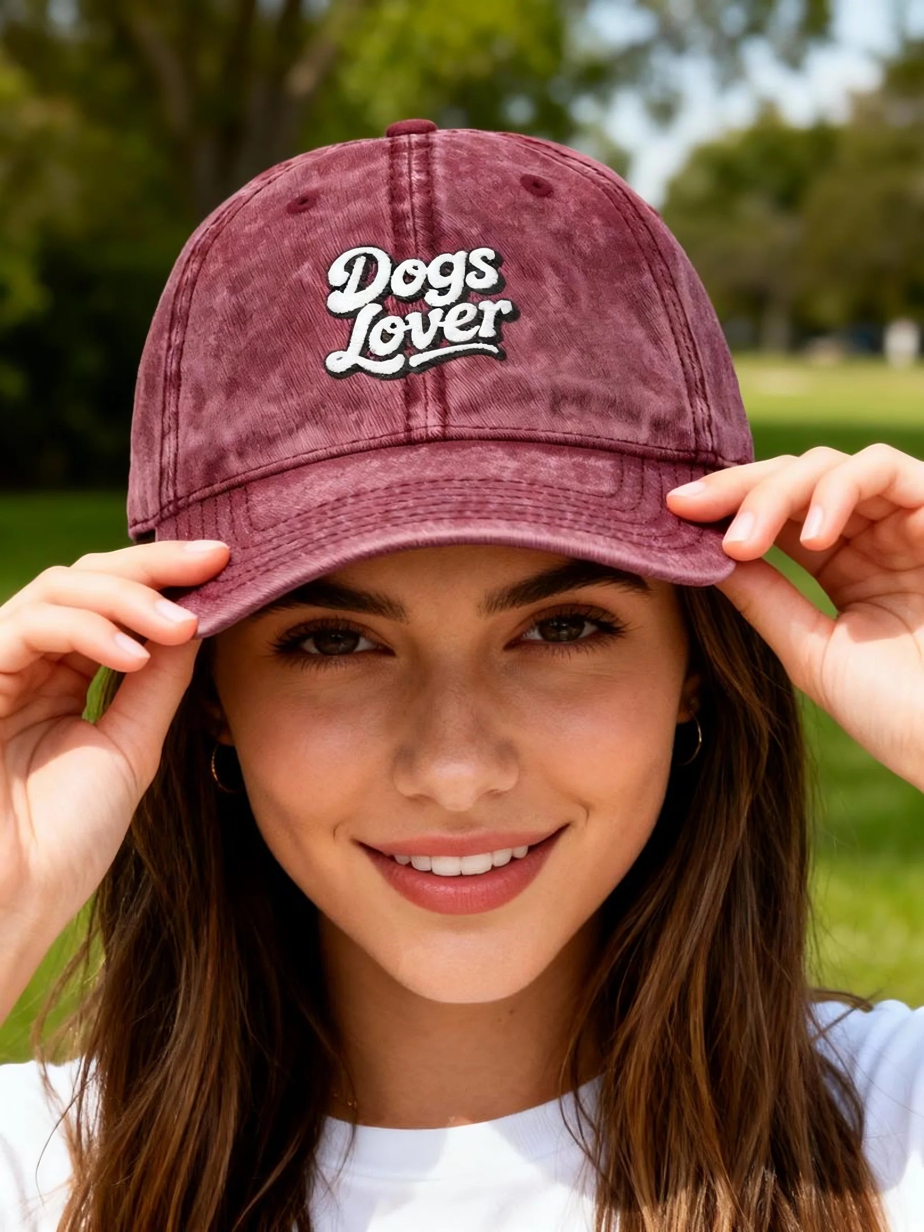 Vintage Embroidered Dogs Lover Cap Grey Unstructured Hat