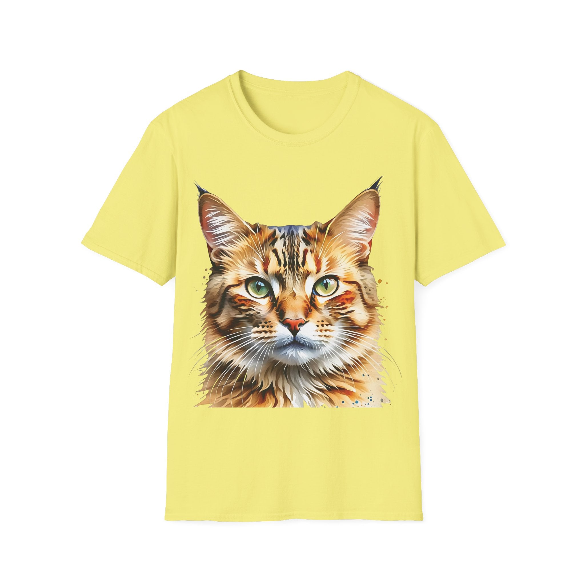 Watercolor Cat Portrait Unisex Cotton T-Shirt