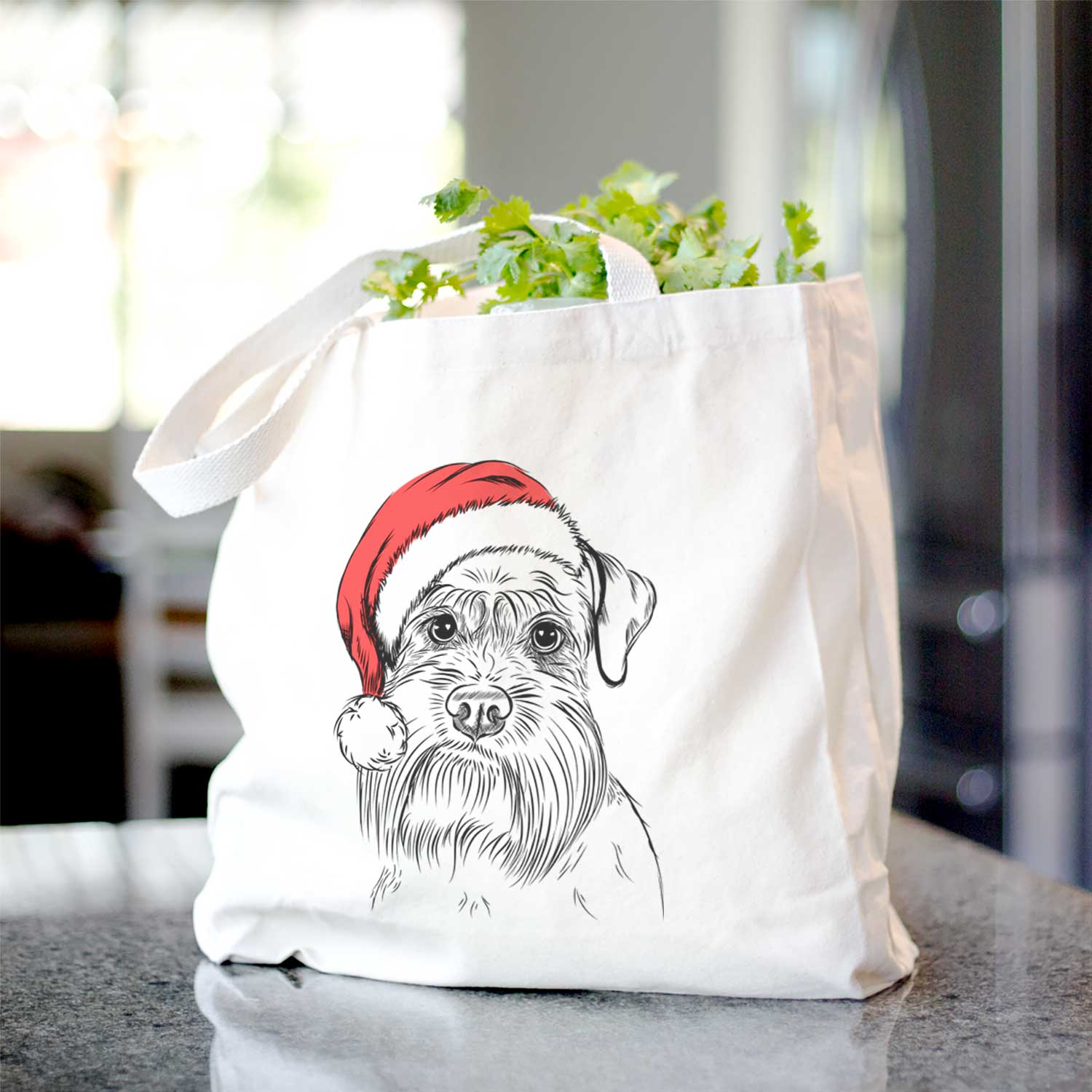Schnauzer Print Cotton Tote Bag - Stylish & Durable