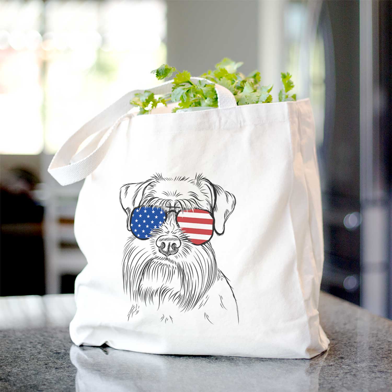 Schnauzer Print Cotton Tote Bag - Stylish & Durable