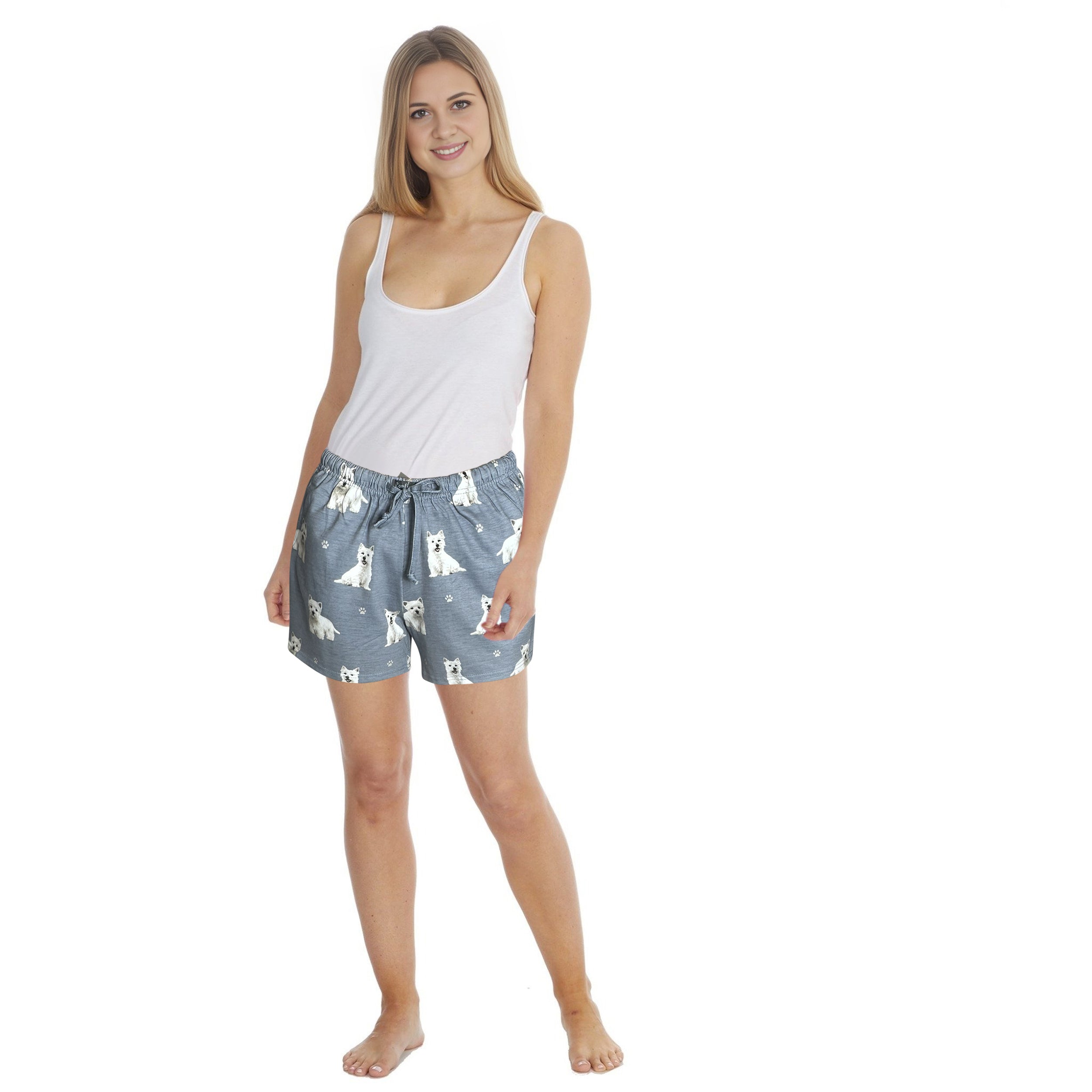 Dog Print Womens Lounge Shorts - Comfy & Lightweight Summer Wear
