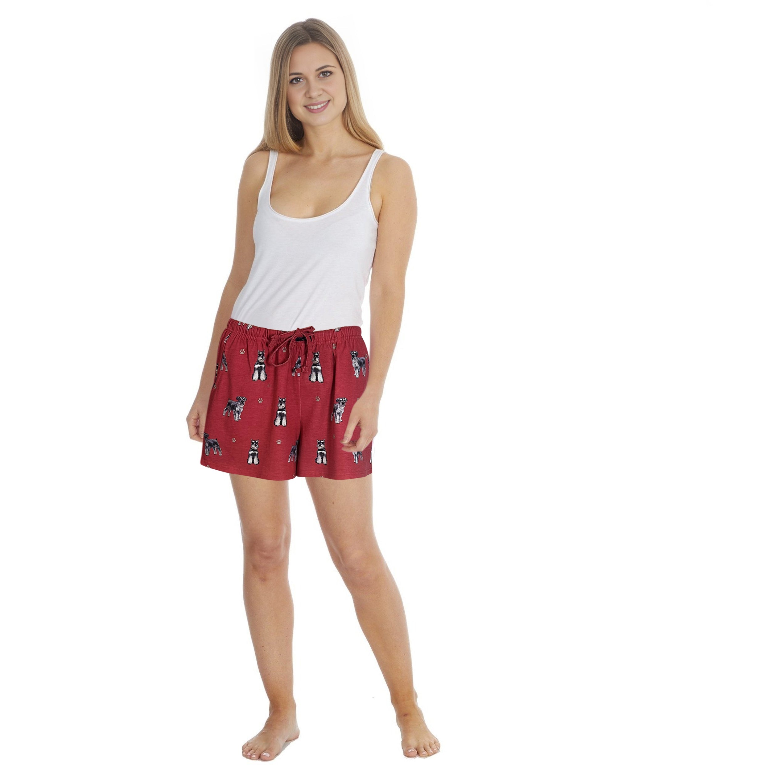 Schnauzer Print Womens Lounge Shorts - Lightweight Pet Lover Gift