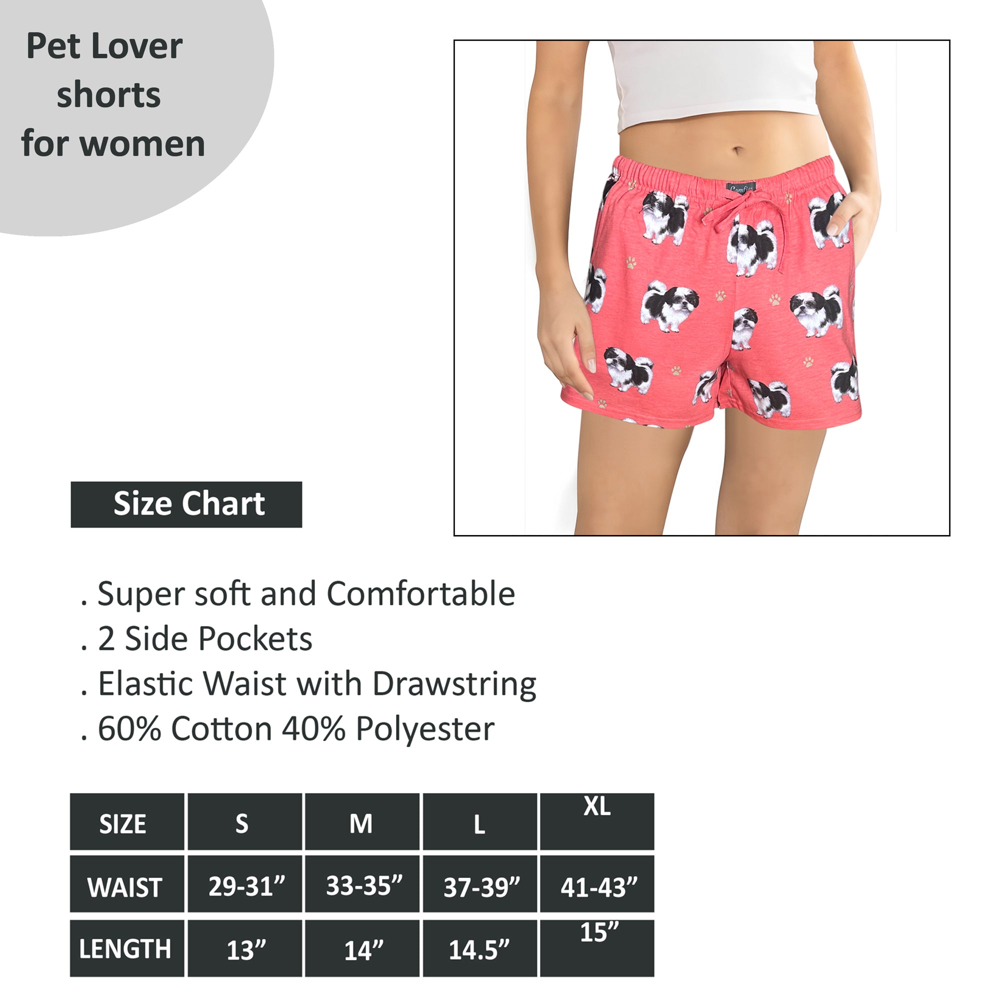 Dog Print Womens Lounge Shorts - Breathable & Stylish Shorts for Pet Lovers
