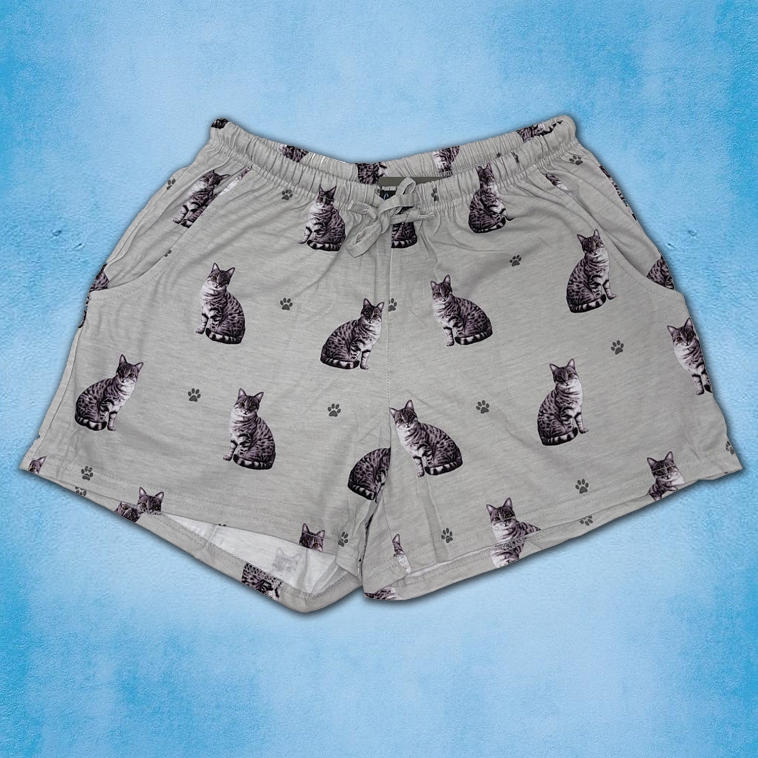 Tabby Cat Womens Lounge Shorts - Comfy Cat Print Summer Shorts