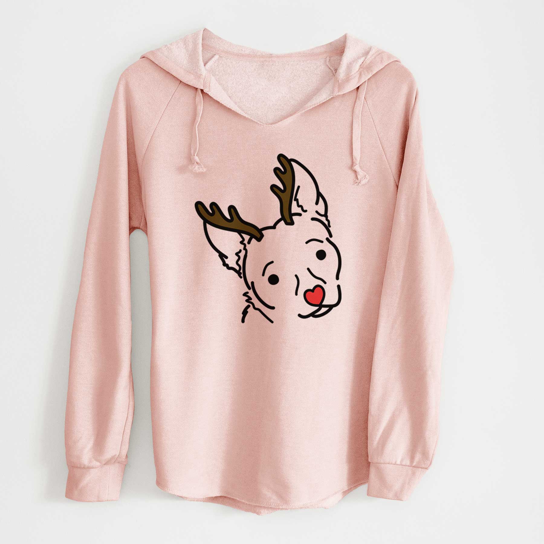 California Wave Pullover Hoodie Womens Red Chihuahua Mix Sweatshirt