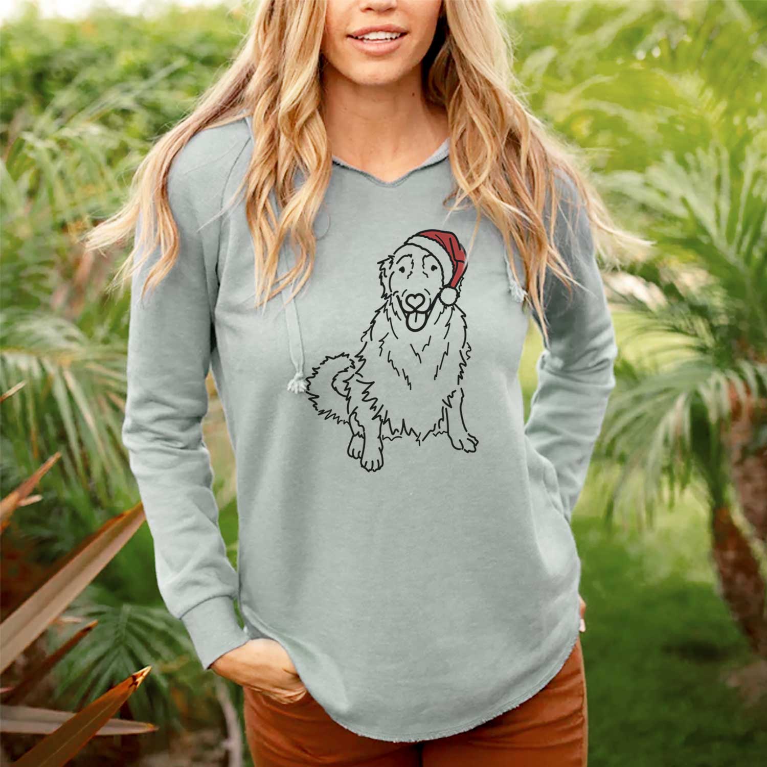California Wave Hooded Sweatshirt in Soft Colors - Womens Cozy Pullover