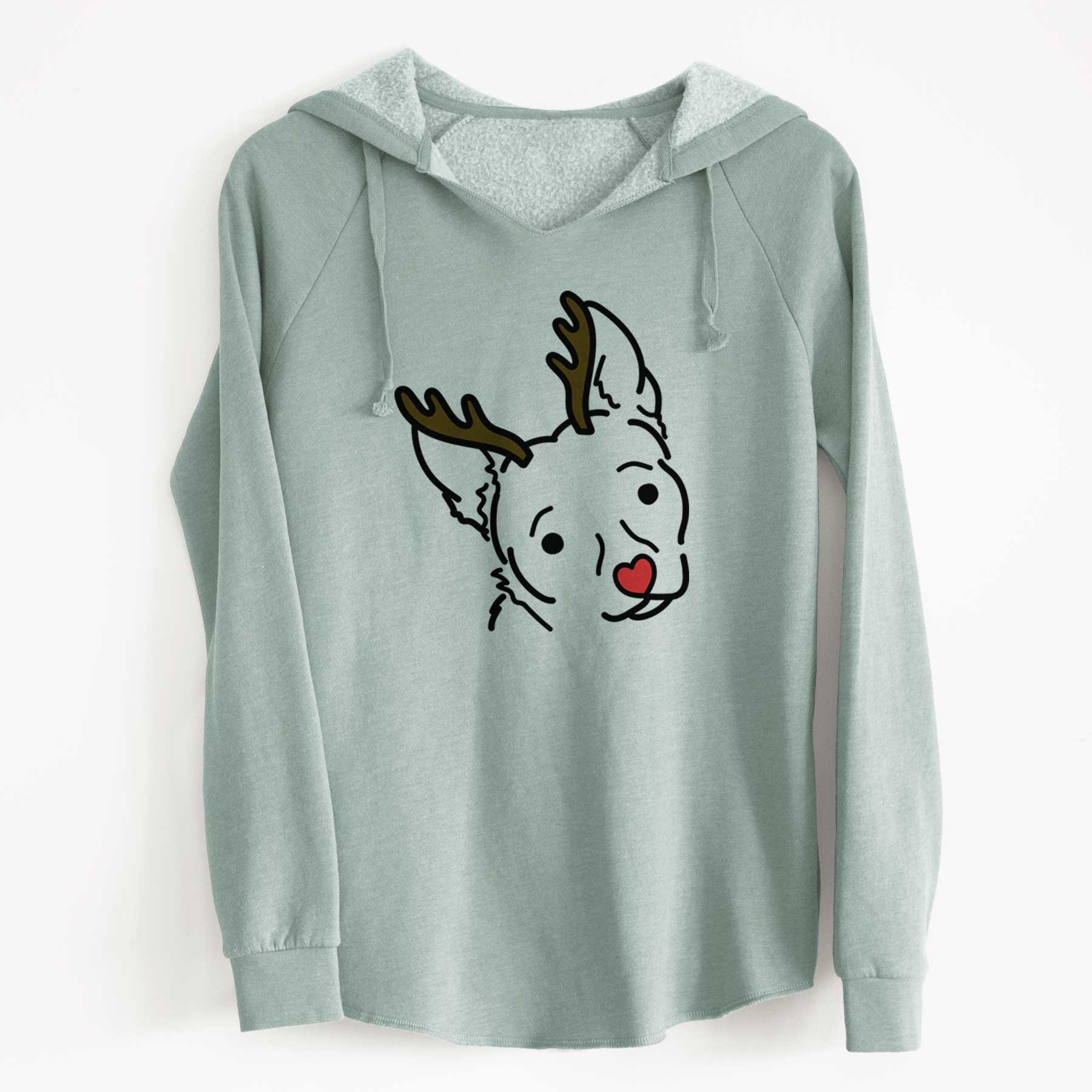 California Wave Pullover Hoodie Womens Red Chihuahua Mix Sweatshirt