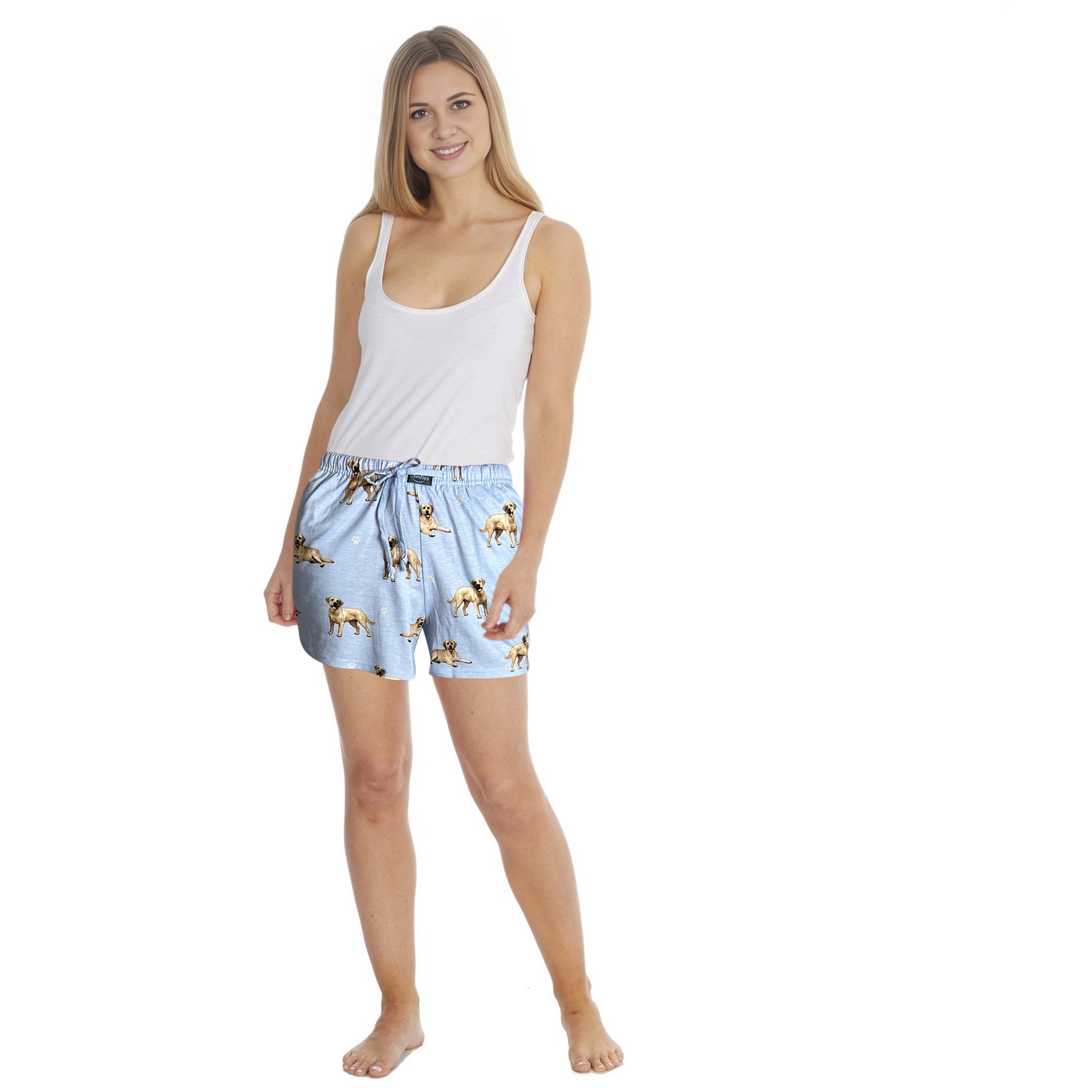Labrador Yellow Womens Lounge Shorts - Comfy Dog Print Pet Lover Gift