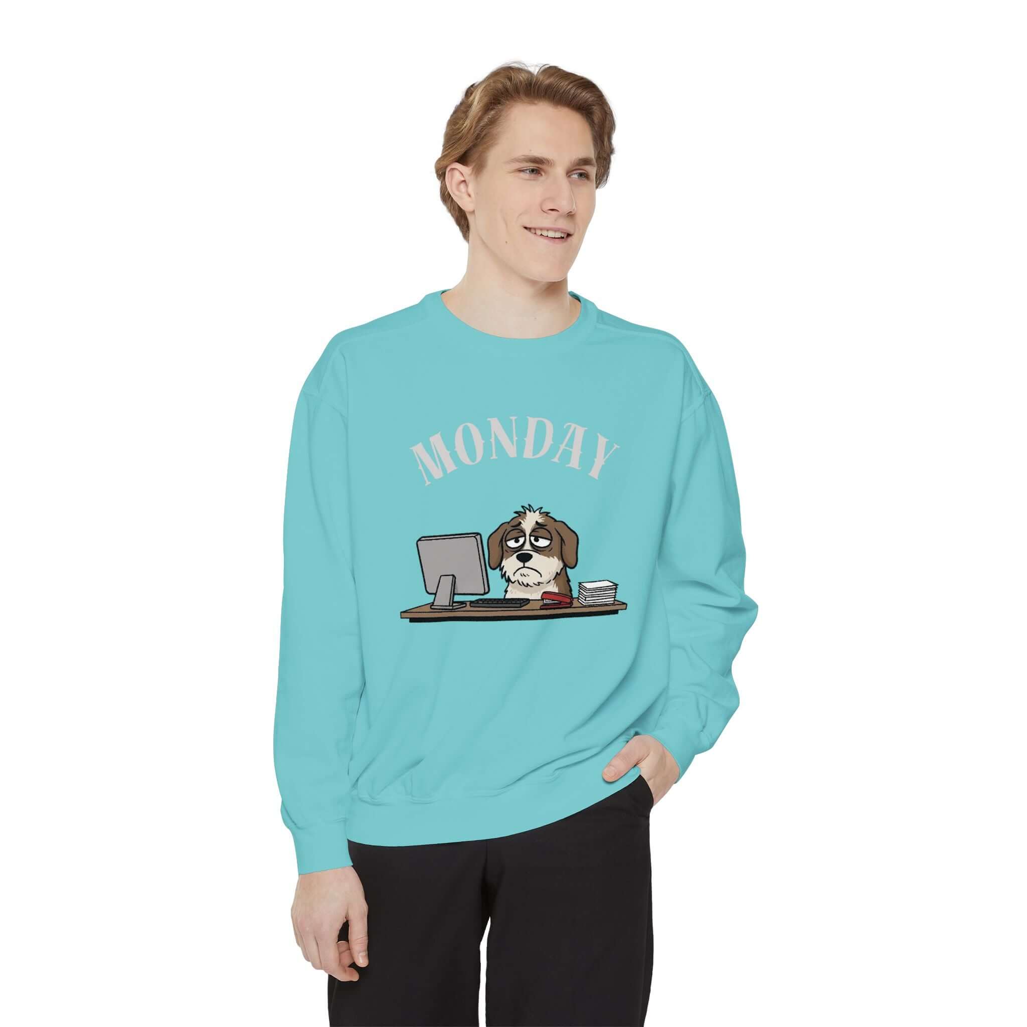 Funny Dog Print Unisex Crewneck Sweatshirt in 80s Style