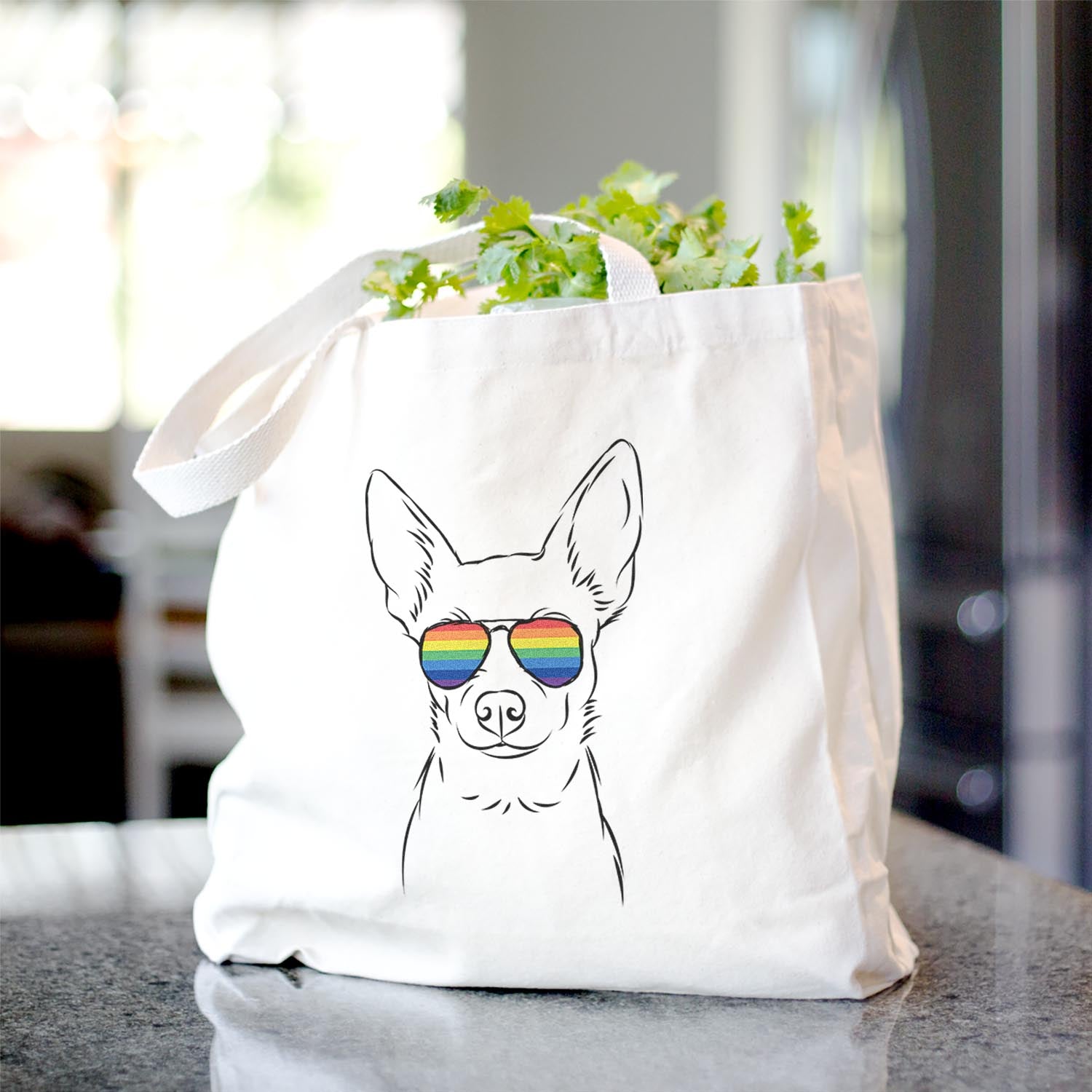Chihuahua Print Cotton Canvas Tote Bag