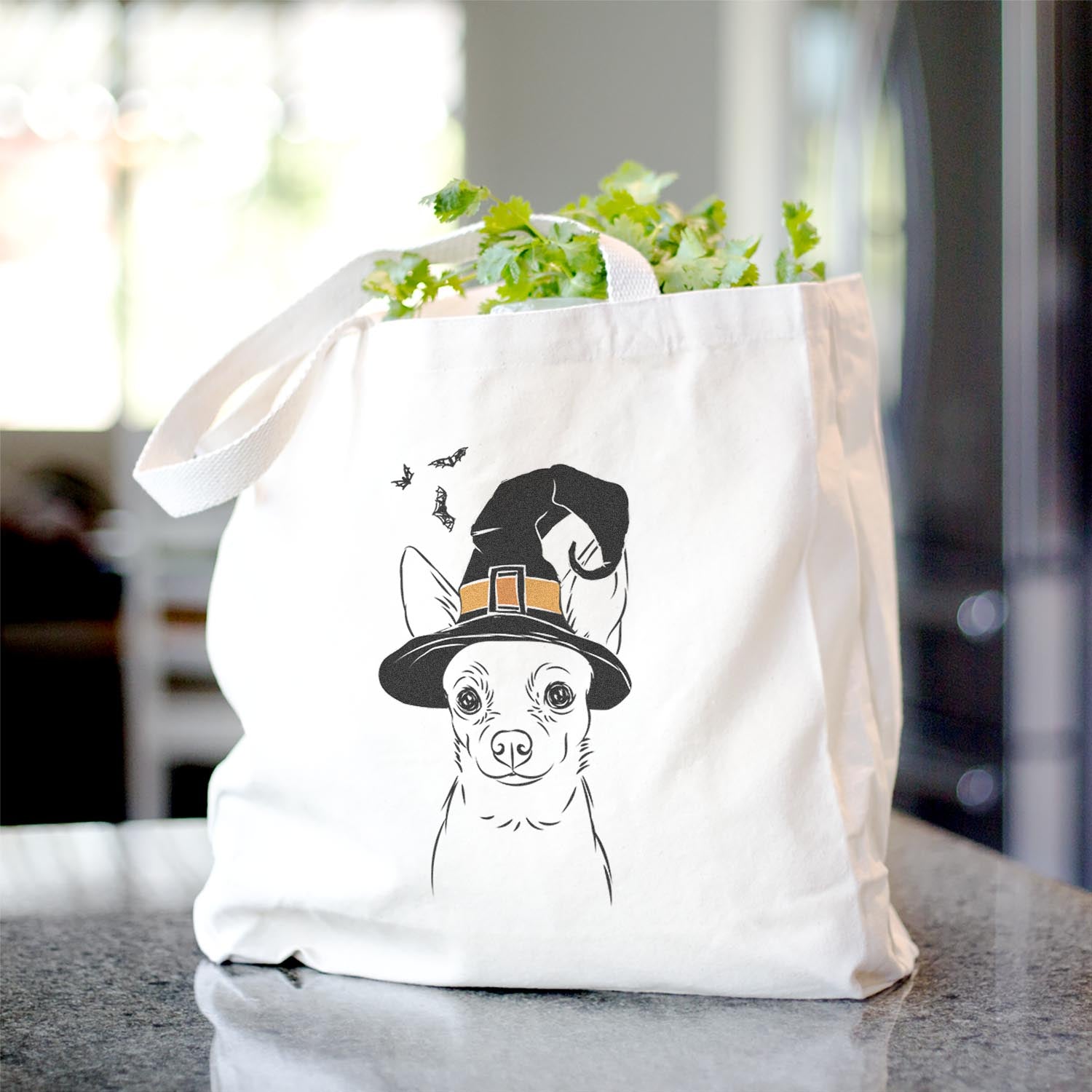 Chihuahua Print Cotton Canvas Tote Bag