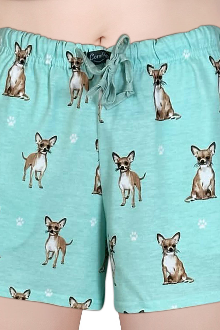 Dog Print Womens Lounge Shorts - Soft & Comfy Summer Wear