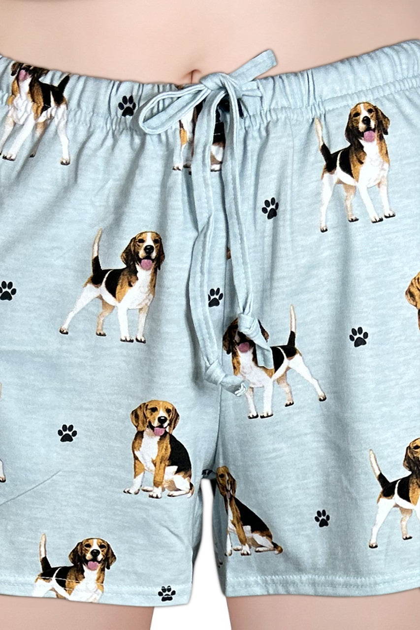 Dog Print Womens Lounge Shorts - Soft & Comfy Summer Shorts with Pockets