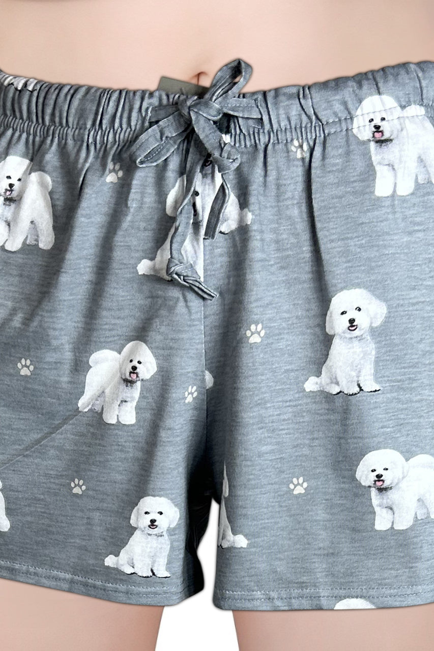 Bichon Frise Womens Comfy Lounge Shorts - Soft Dog Print Summer Shorts