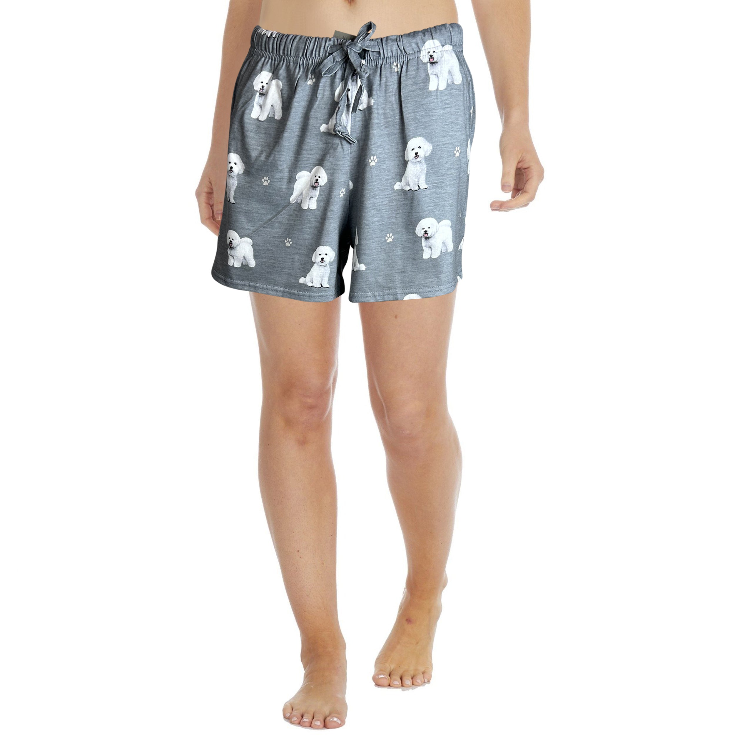Bichon Frise Womens Comfy Lounge Shorts - Soft Dog Print Summer Shorts