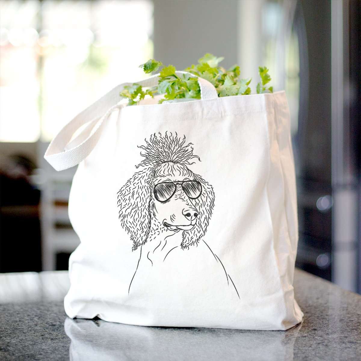 Leo the Poodle Beige Tote Bag - Cotton Canvas