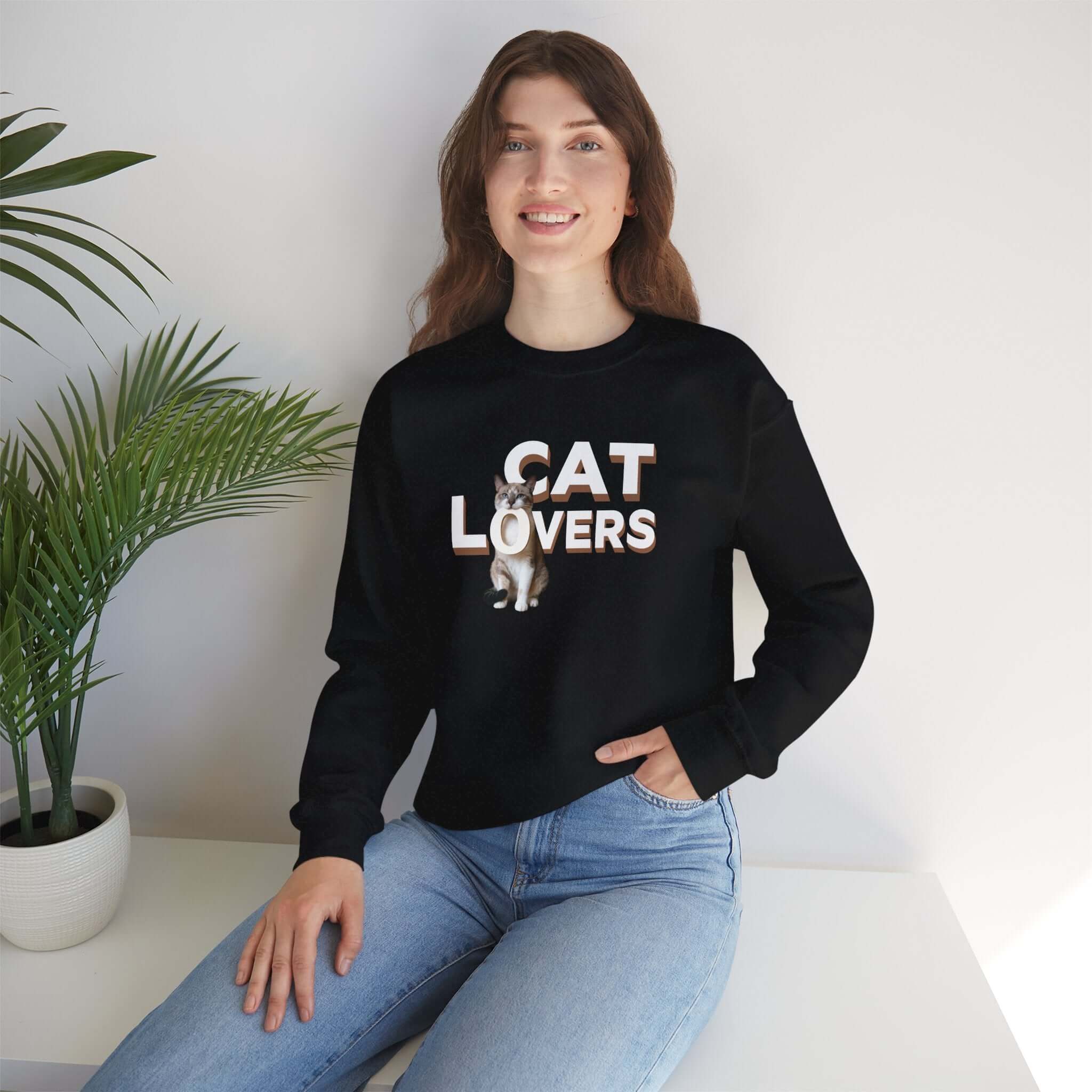 Cozy Cat Print Unisex Crewneck Sweatshirt