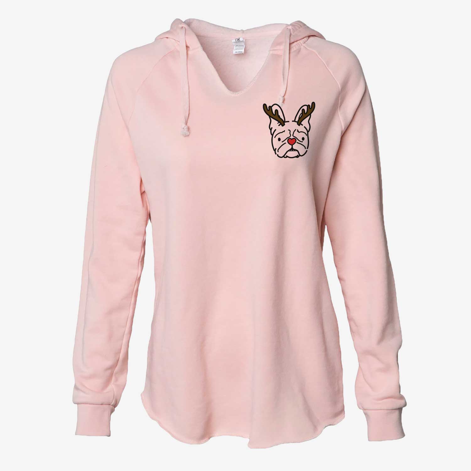 Womens Red Hooded Sweatshirt - French Bulldog Design