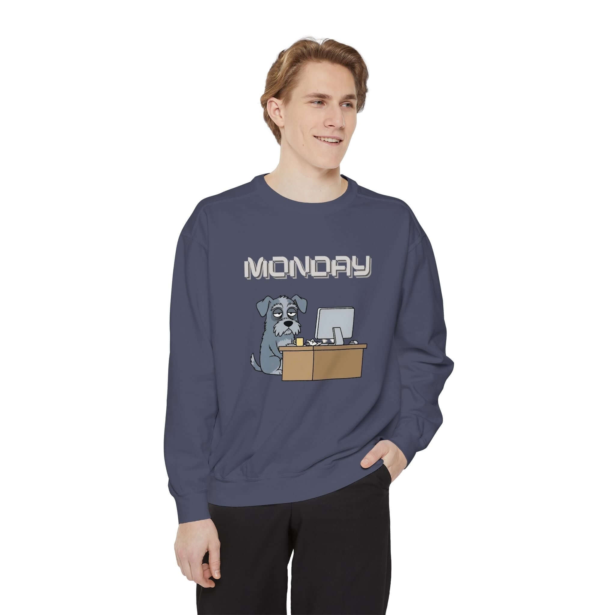 Dog Print Monday Face Unisex Crewneck Sweatshirt