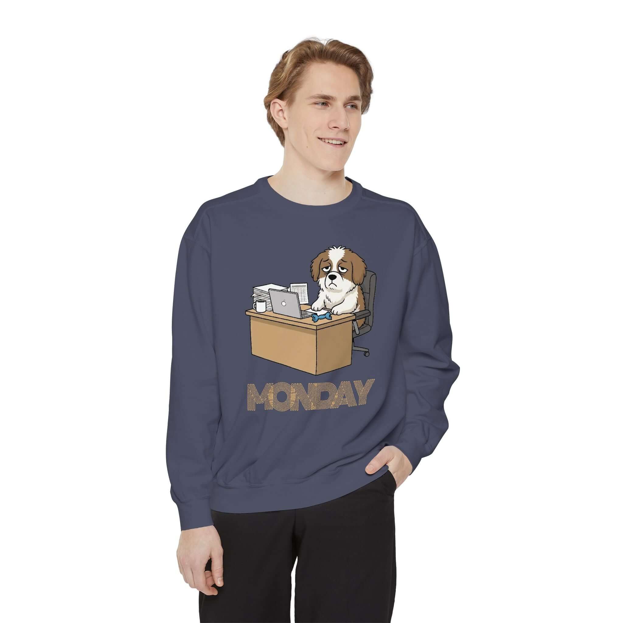 Dog Face Monday Unisex Long Sleeve Sweatshirt