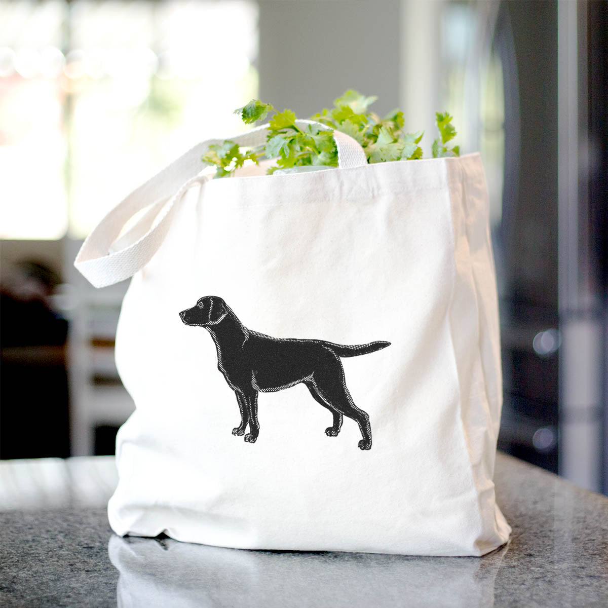 Halftone Black Lab Canvas Tote Bag - Trendy Shopping Accessory