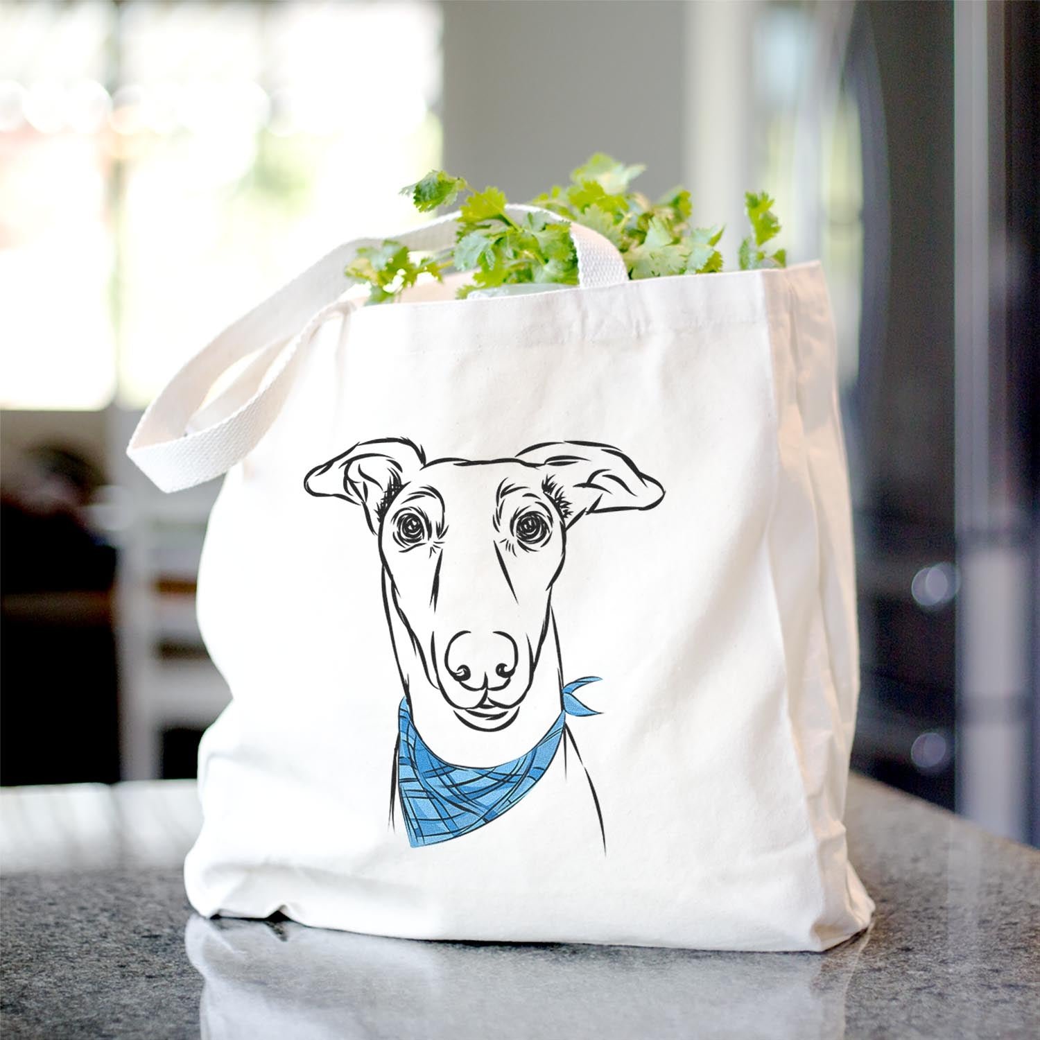 Greyhound Print Canvas Tote Bag