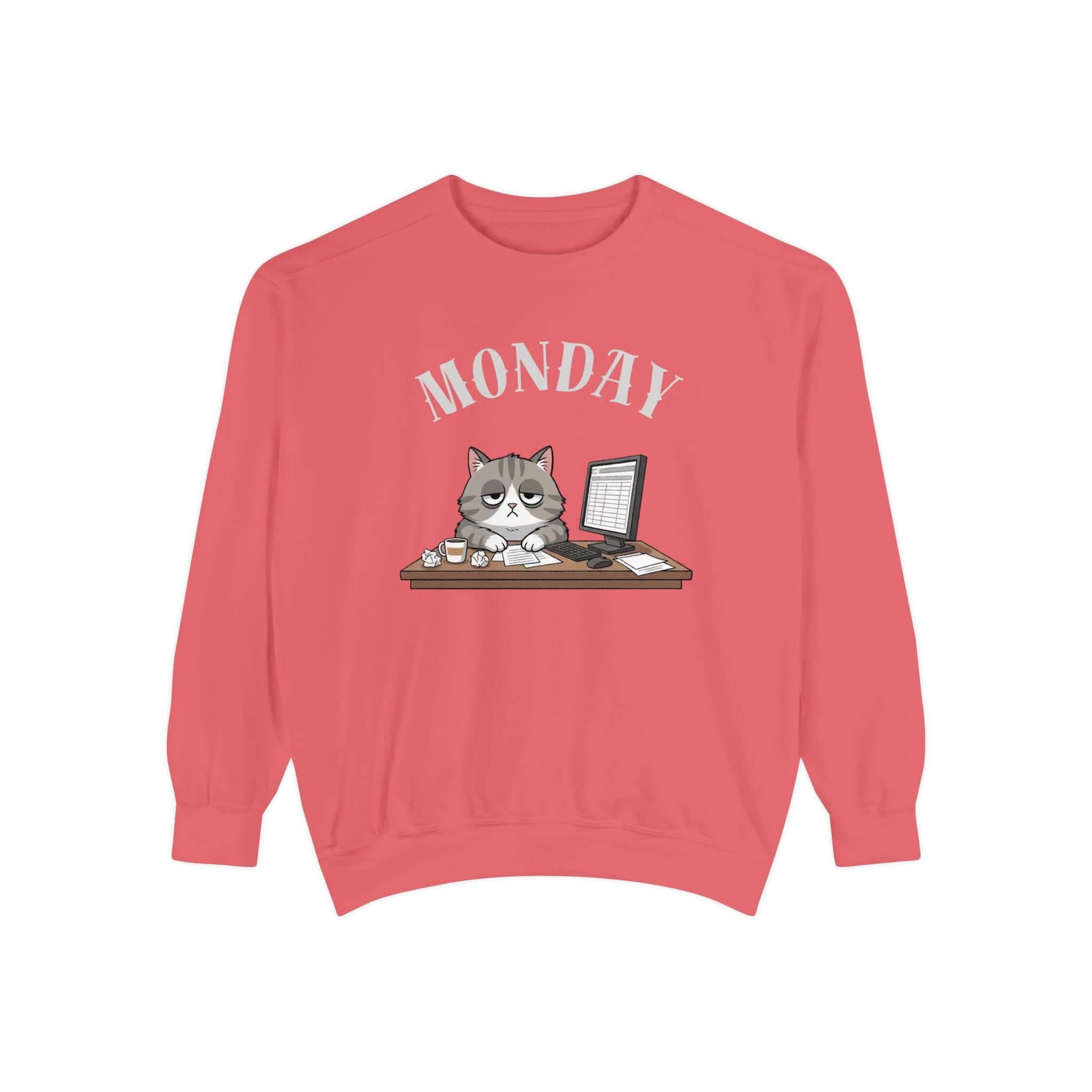 Monday Cat Face Unisex Crewneck Sweatshirt in Cheerful Colors