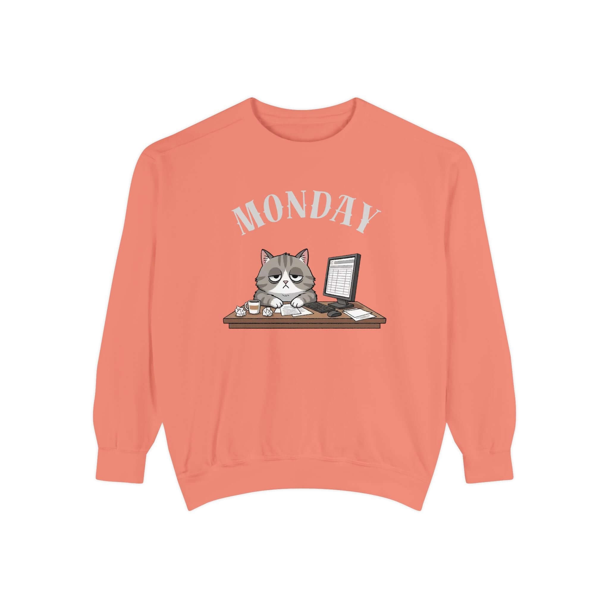 Monday Cat Face Unisex Crewneck Sweatshirt in Cheerful Colors