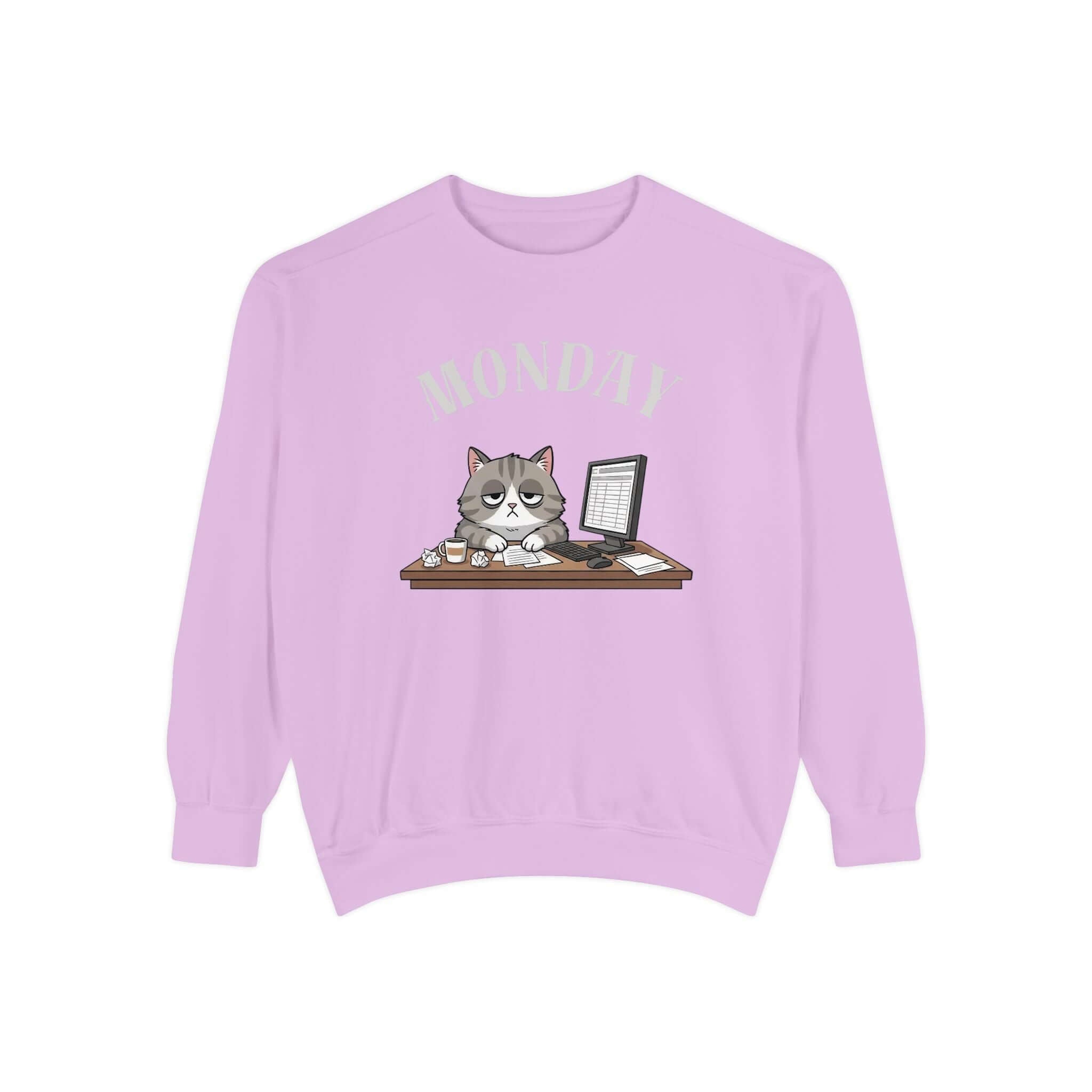 Monday Cat Face Unisex Crewneck Sweatshirt in Cheerful Colors